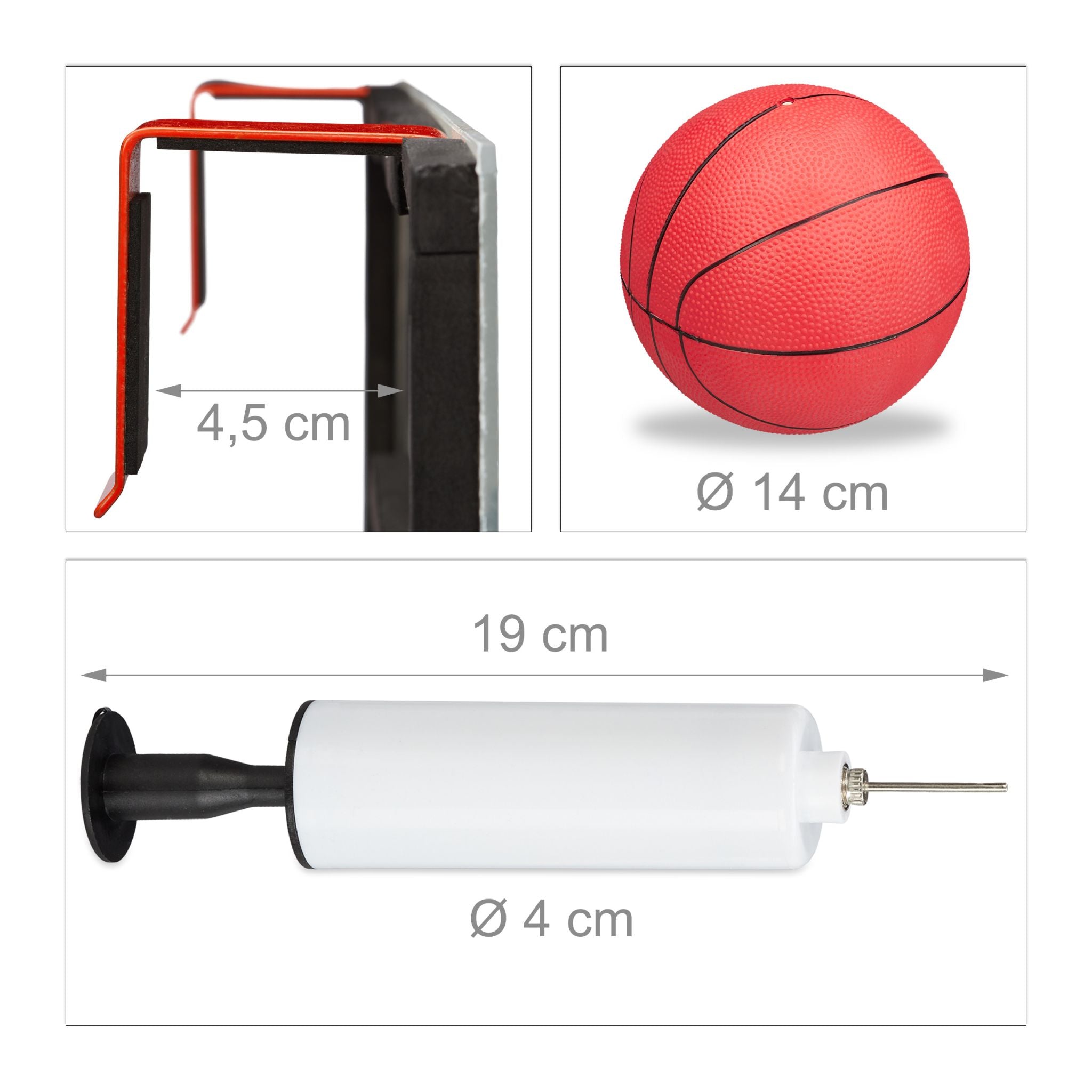 Basketballkorb fürs Zimmer Weiss-Rot von Relaxdays