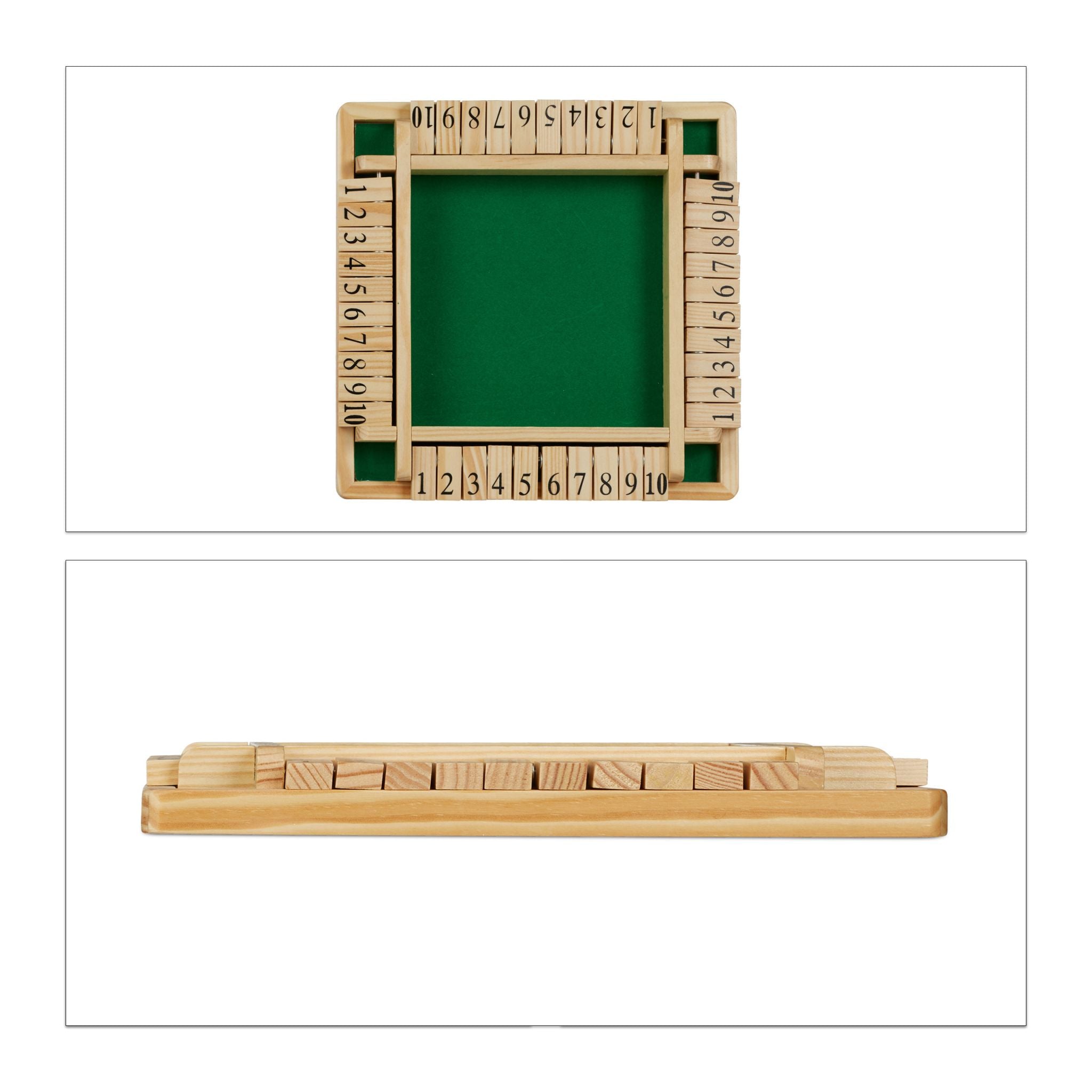 Shut The Box 10er Dunkelgrün-Hellbraun-Schwarz von Relaxdays