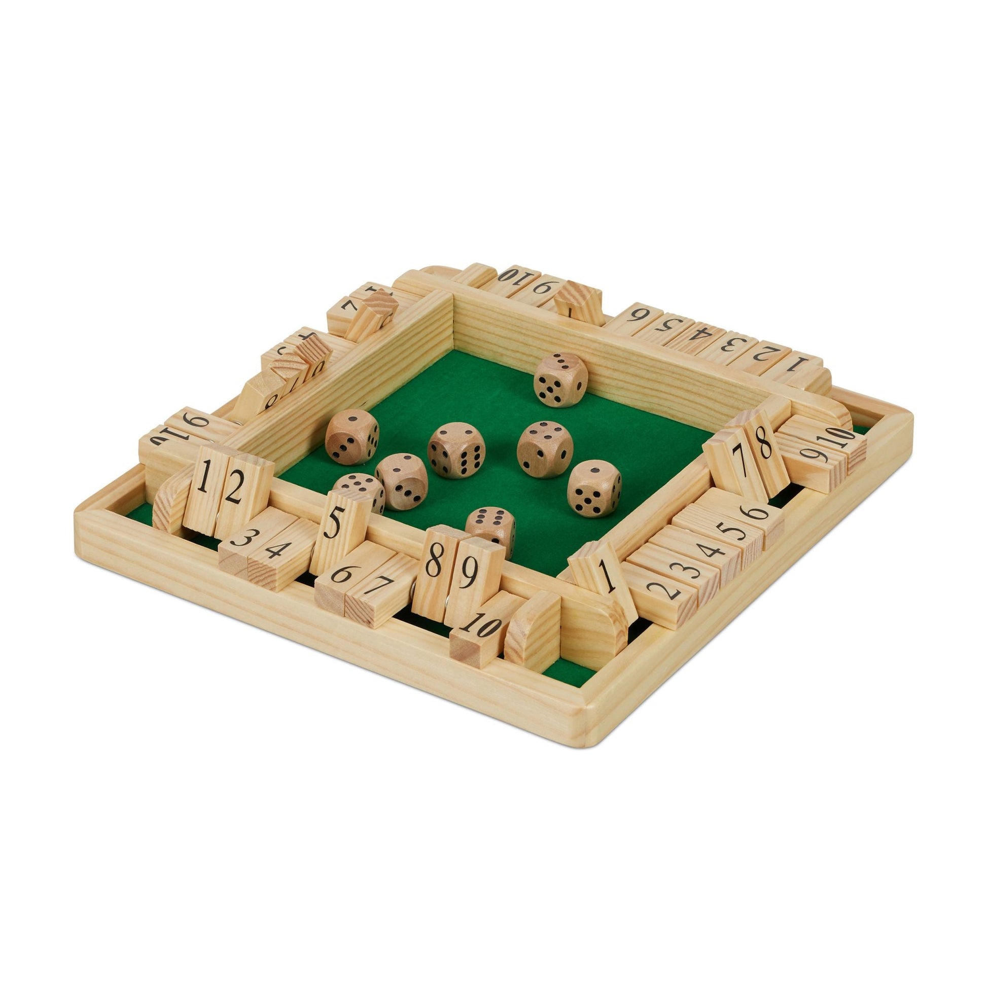 Shut The Box 10er Dunkelgrün-Hellbraun-Schwarz von Relaxdays