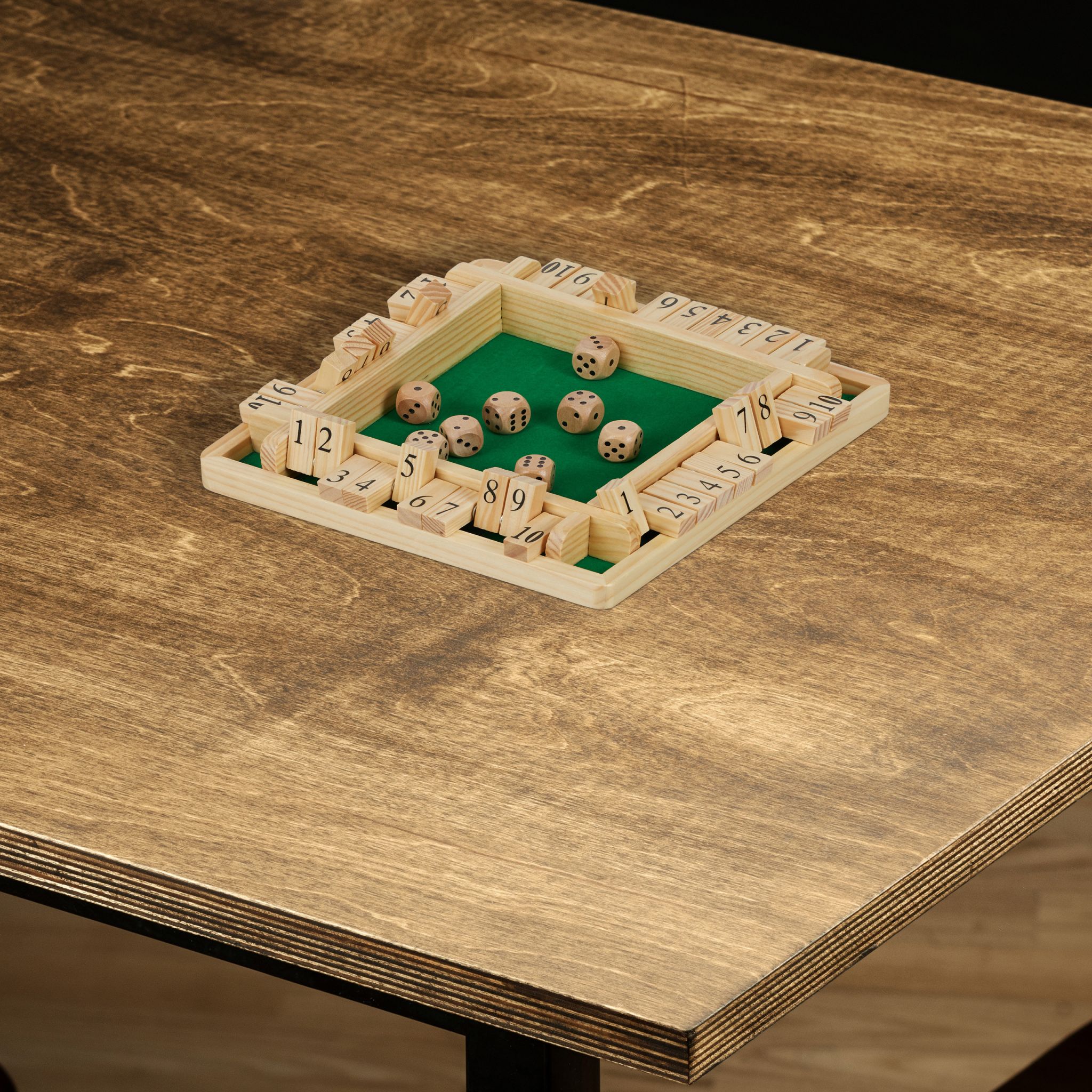 Shut The Box 10er Dunkelgrün-Hellbraun-Schwarz von Relaxdays