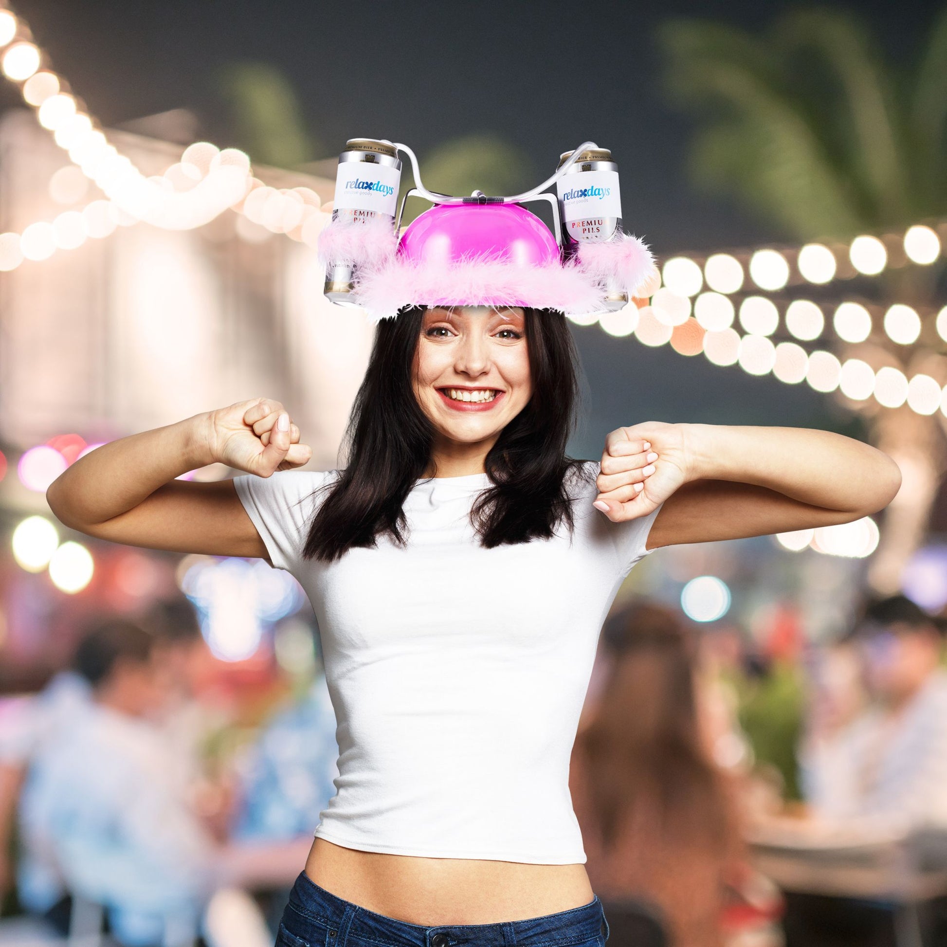 Bierhelm Pink Pink-Rosa-Transparent von Relaxdays