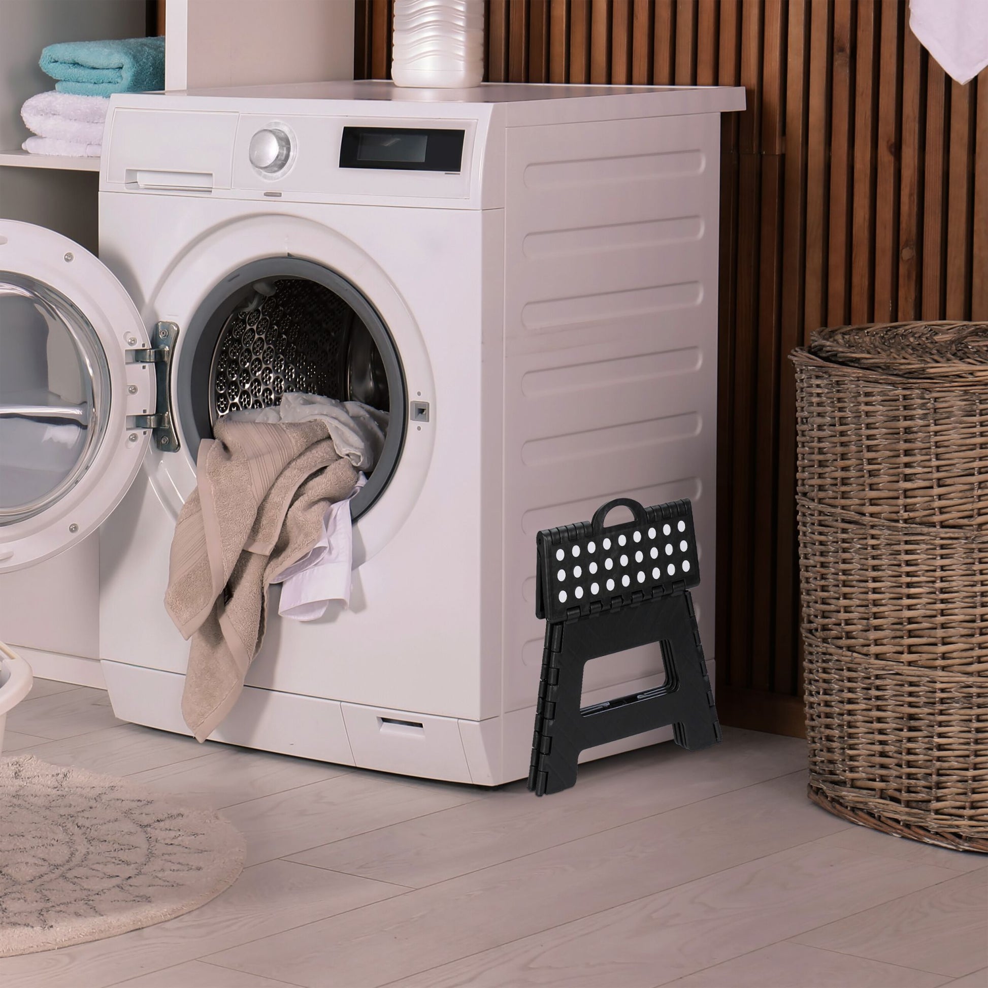 Klapphocker faltbar M Weiss-Schwarz von Relaxdays