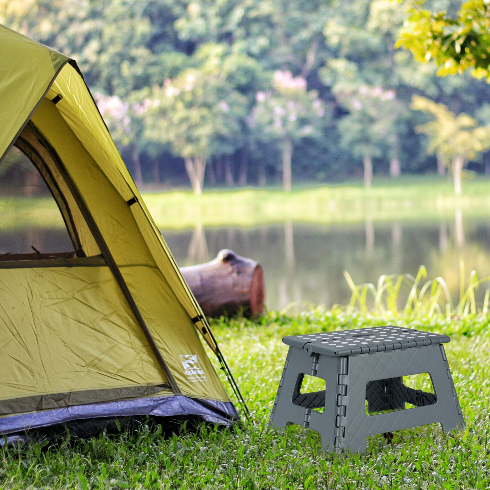 Klapphocker faltbar M Anthrazit-Weiss von Relaxdays