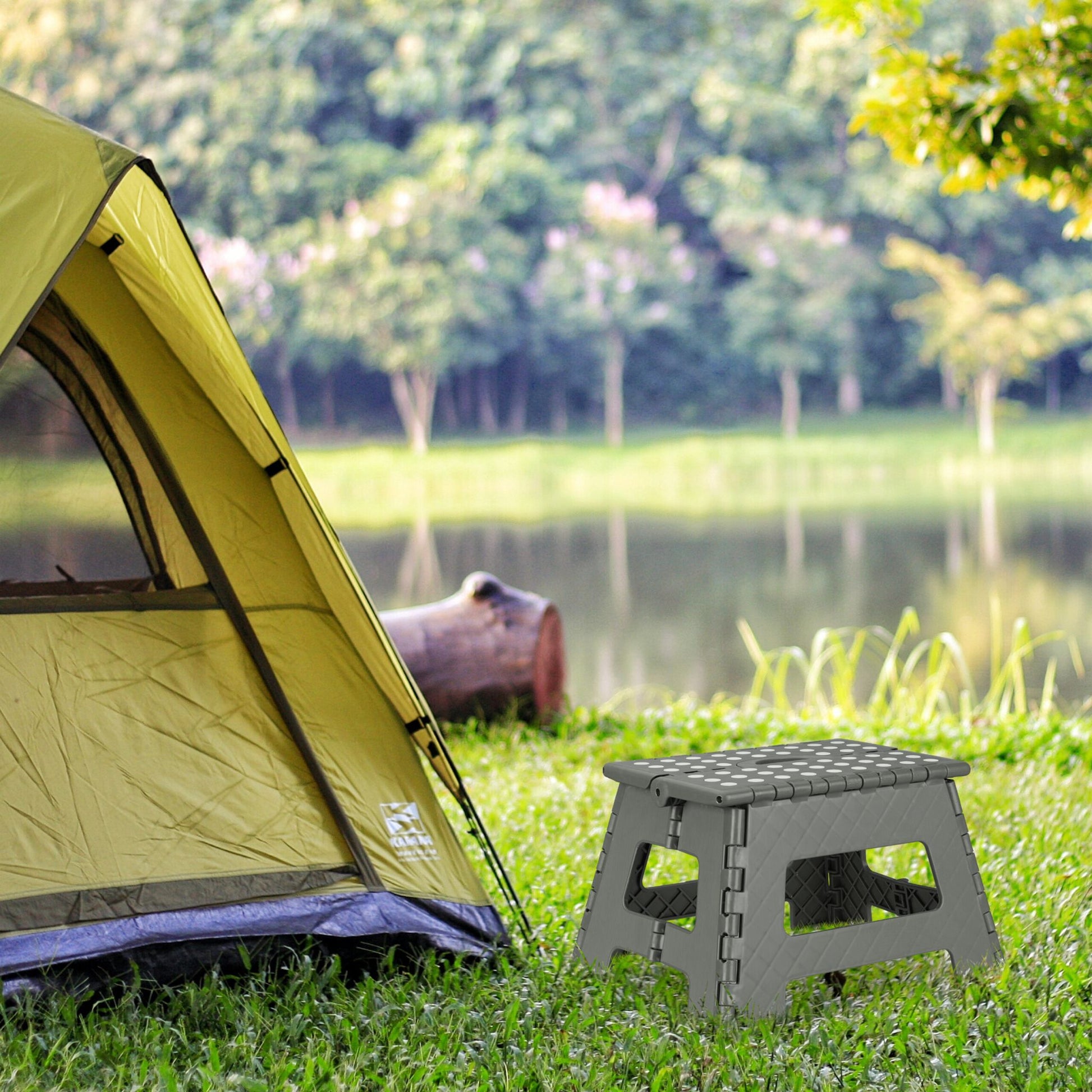 Klapphocker faltbar M Weiss-Grau von Relaxdays