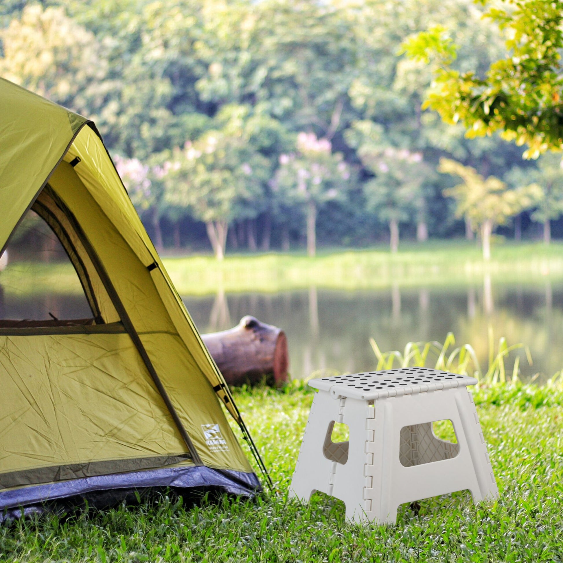 Klapphocker faltbar L Weiss-Schwarz von Relaxdays