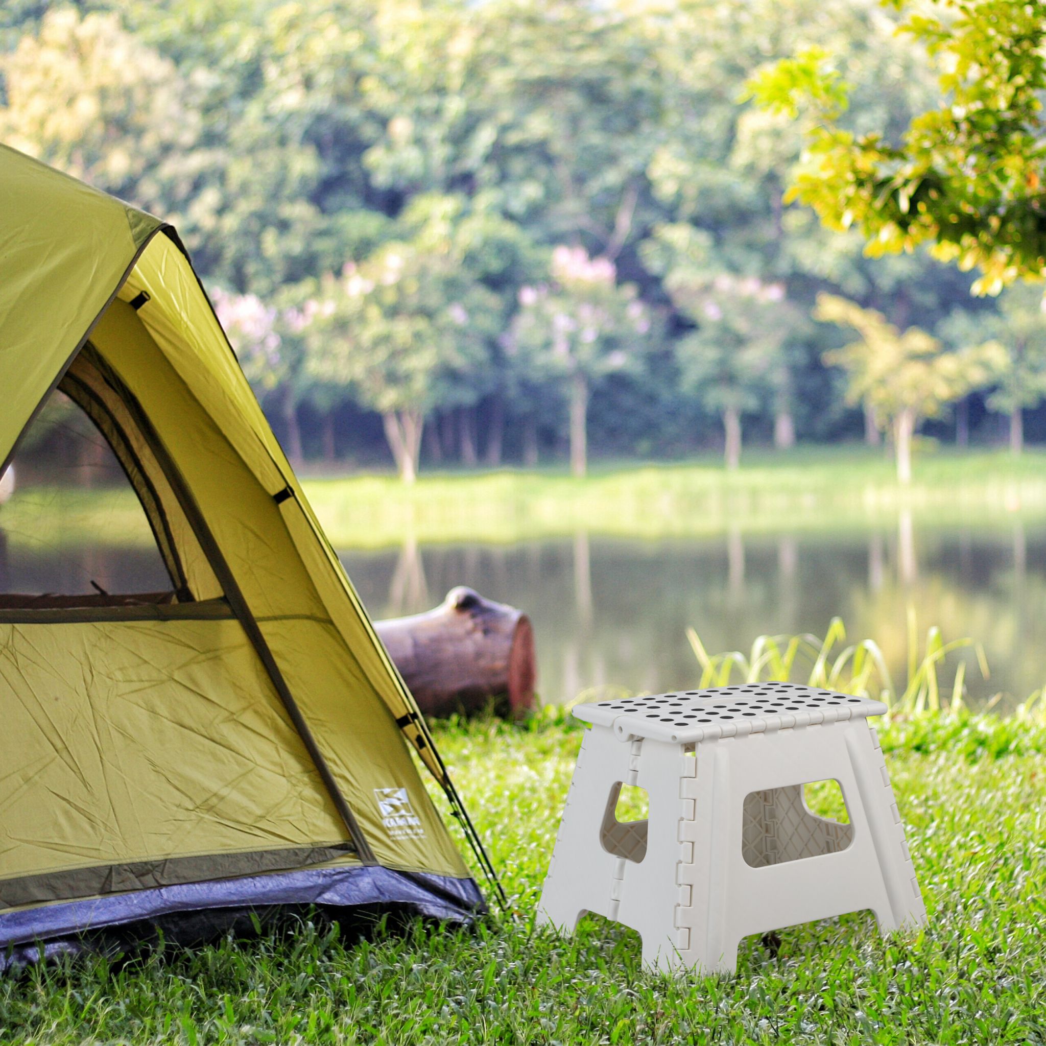 Klapphocker faltbar L Weiss-Schwarz von Relaxdays