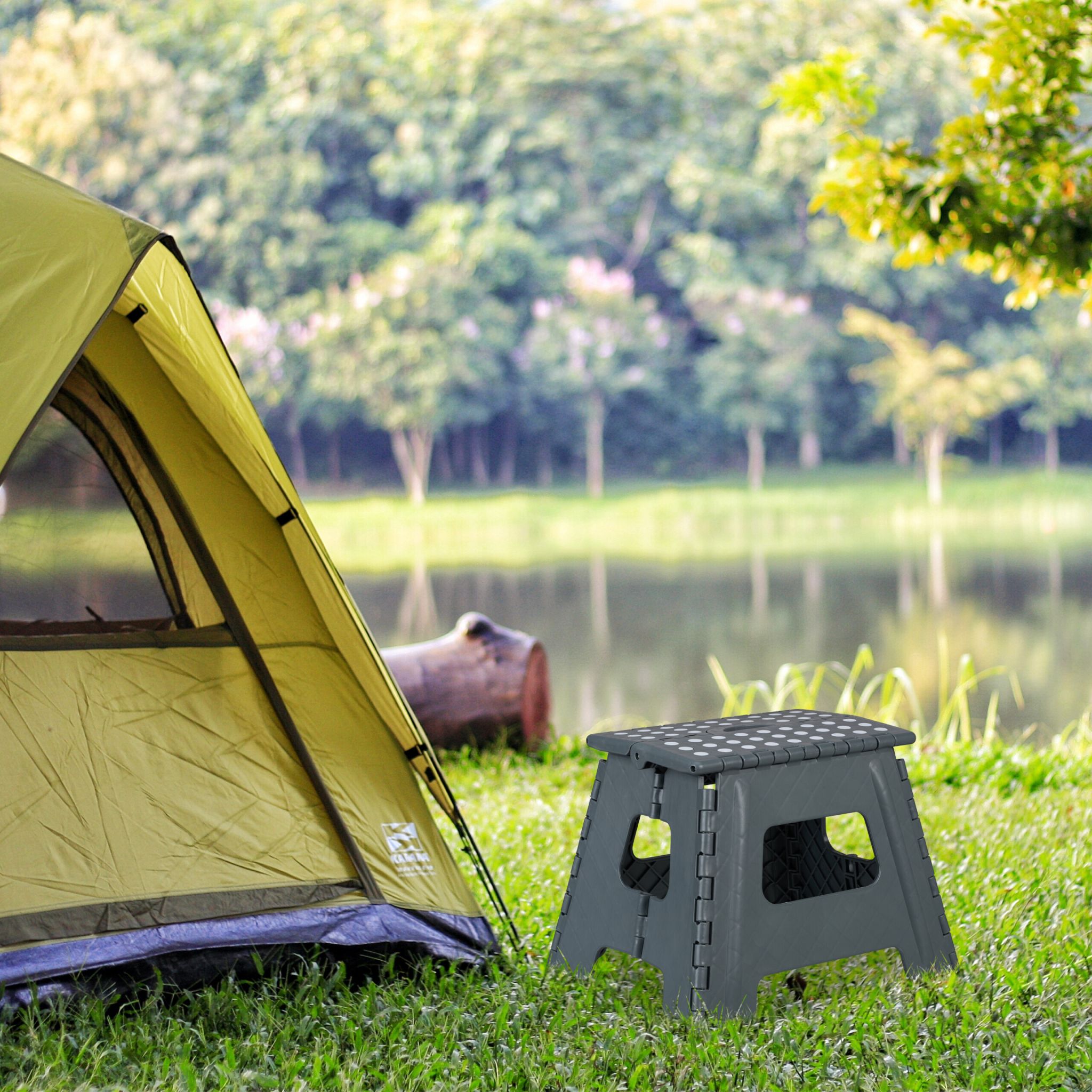 Klapphocker faltbar L Anthrazit-Weiss von Relaxdays