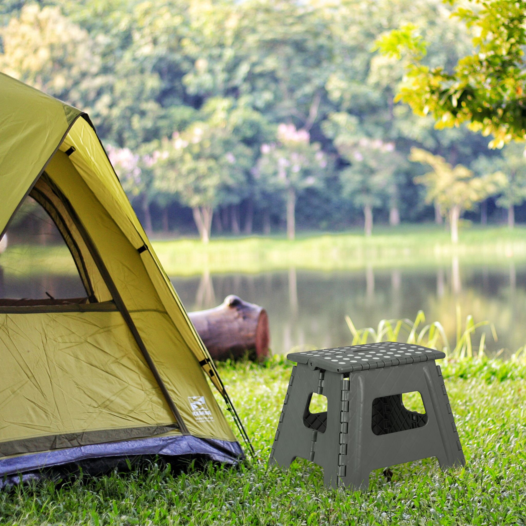Klapphocker faltbar L Weiss-Grau von Relaxdays
