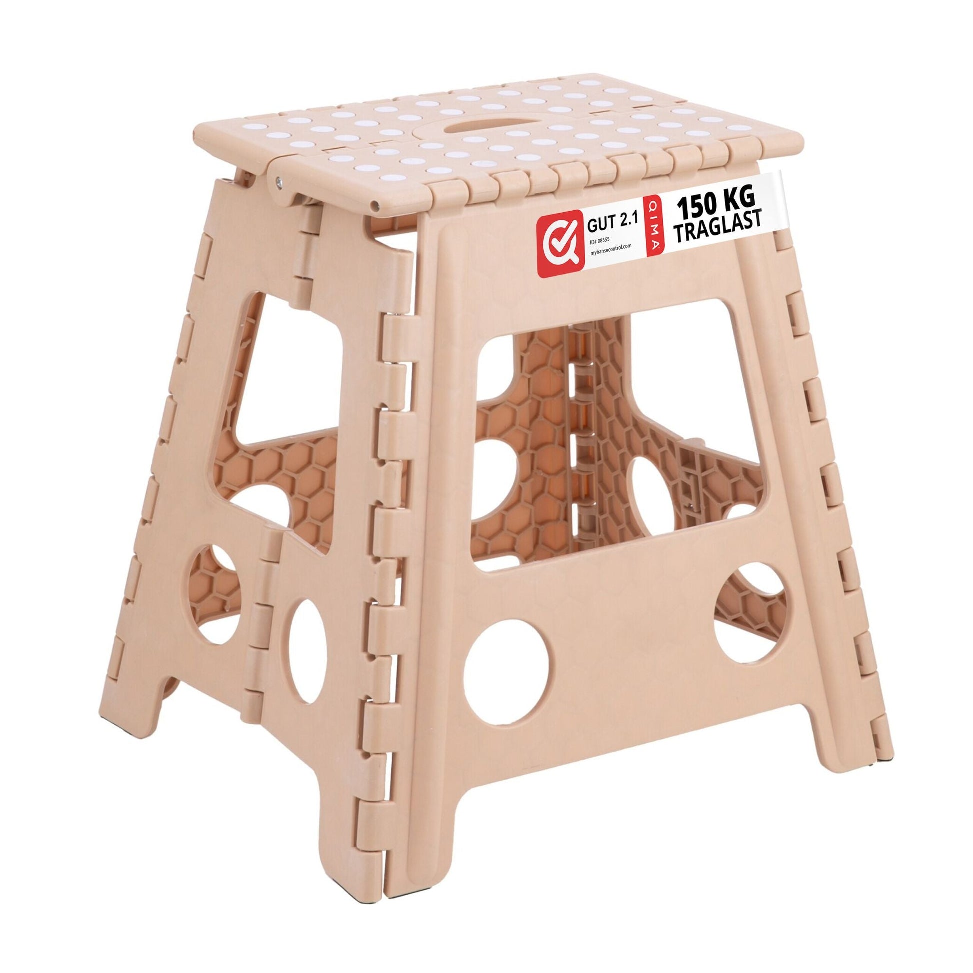 Klapphocker faltbar XL Beige-Weiss von Relaxdays