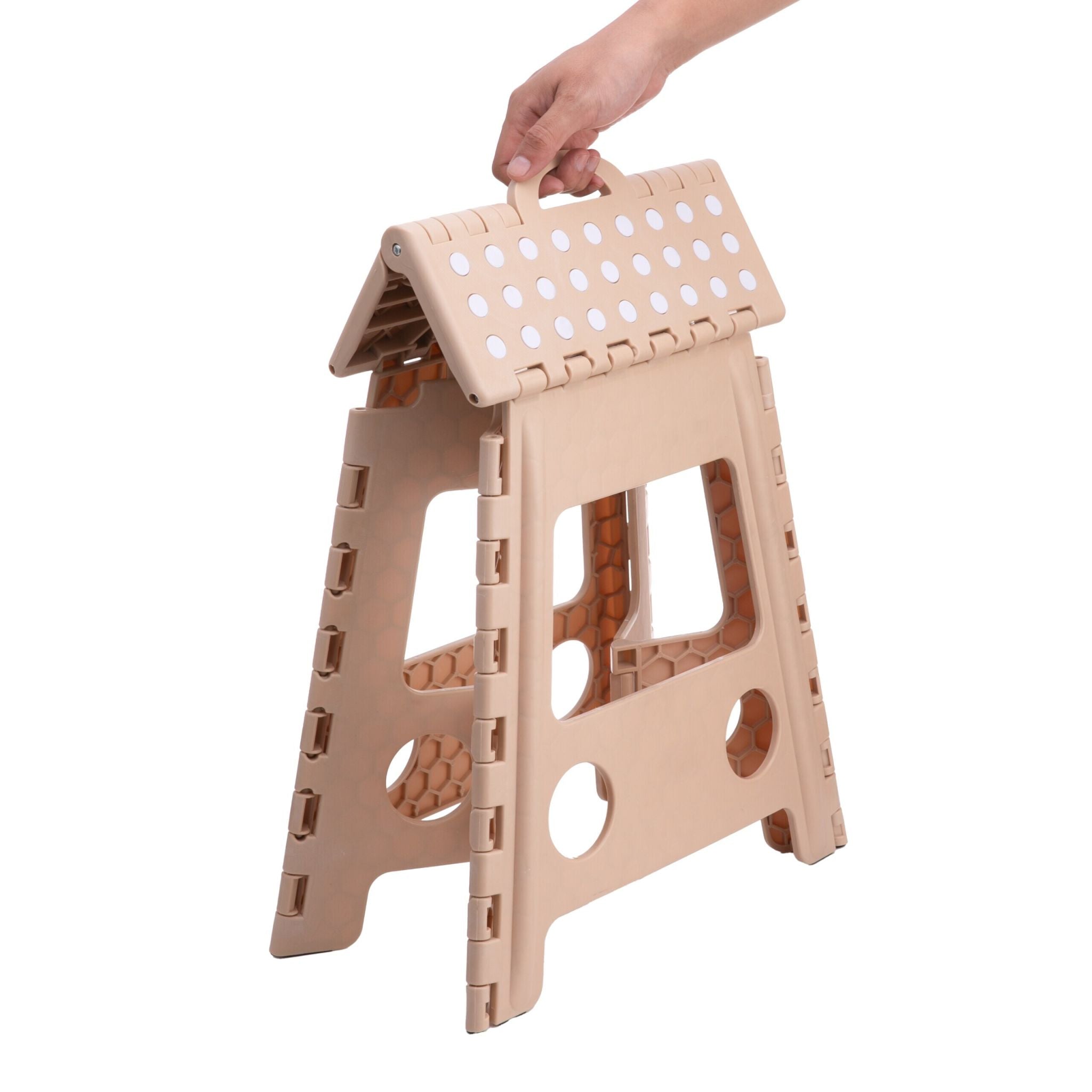 Klapphocker faltbar XL Beige-Weiss von Relaxdays