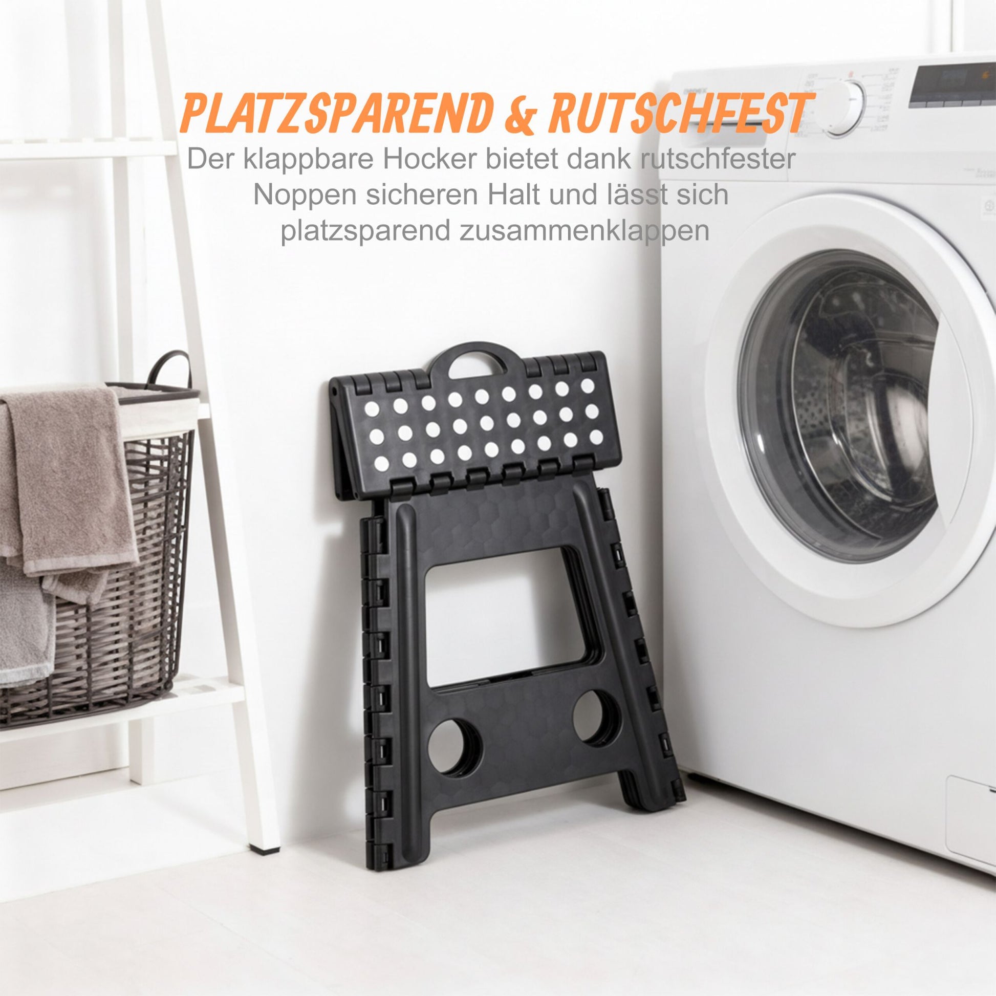 Klapphocker faltbar XL Weiss-Schwarz von Relaxdays