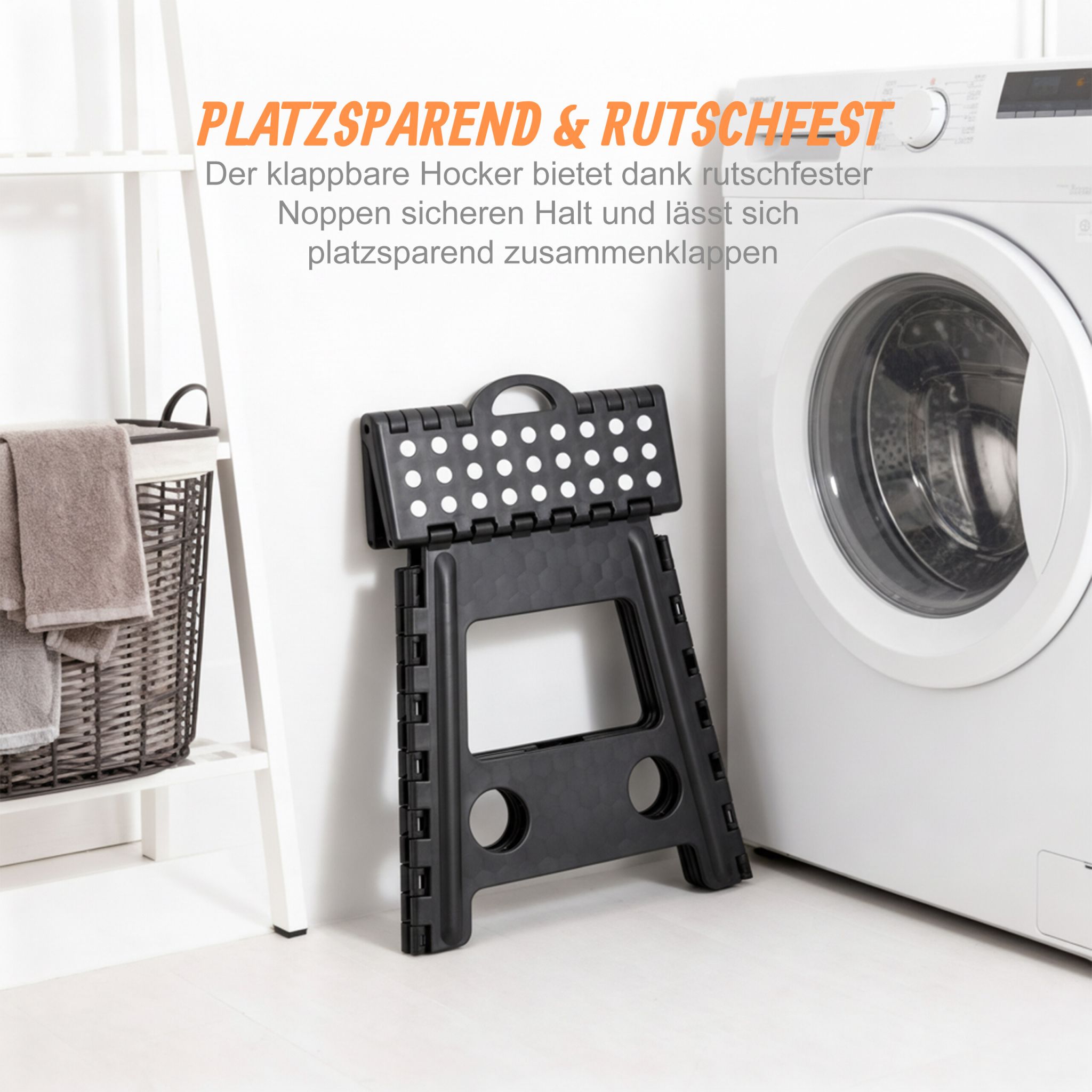 Klapphocker faltbar XL Weiss-Schwarz von Relaxdays