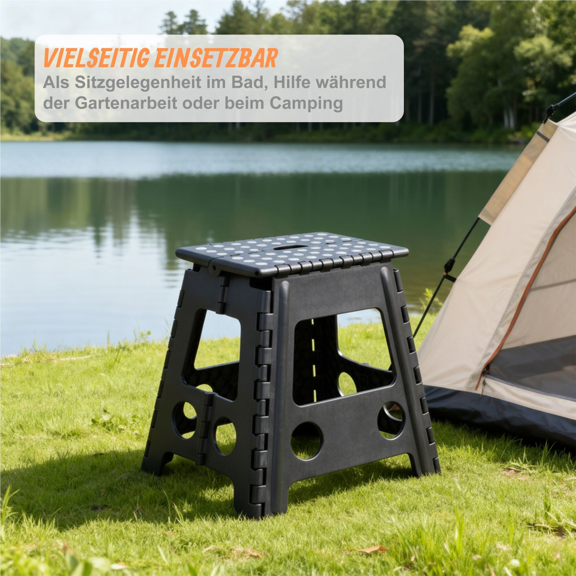 Klapphocker faltbar XL Weiss-Schwarz von Relaxdays