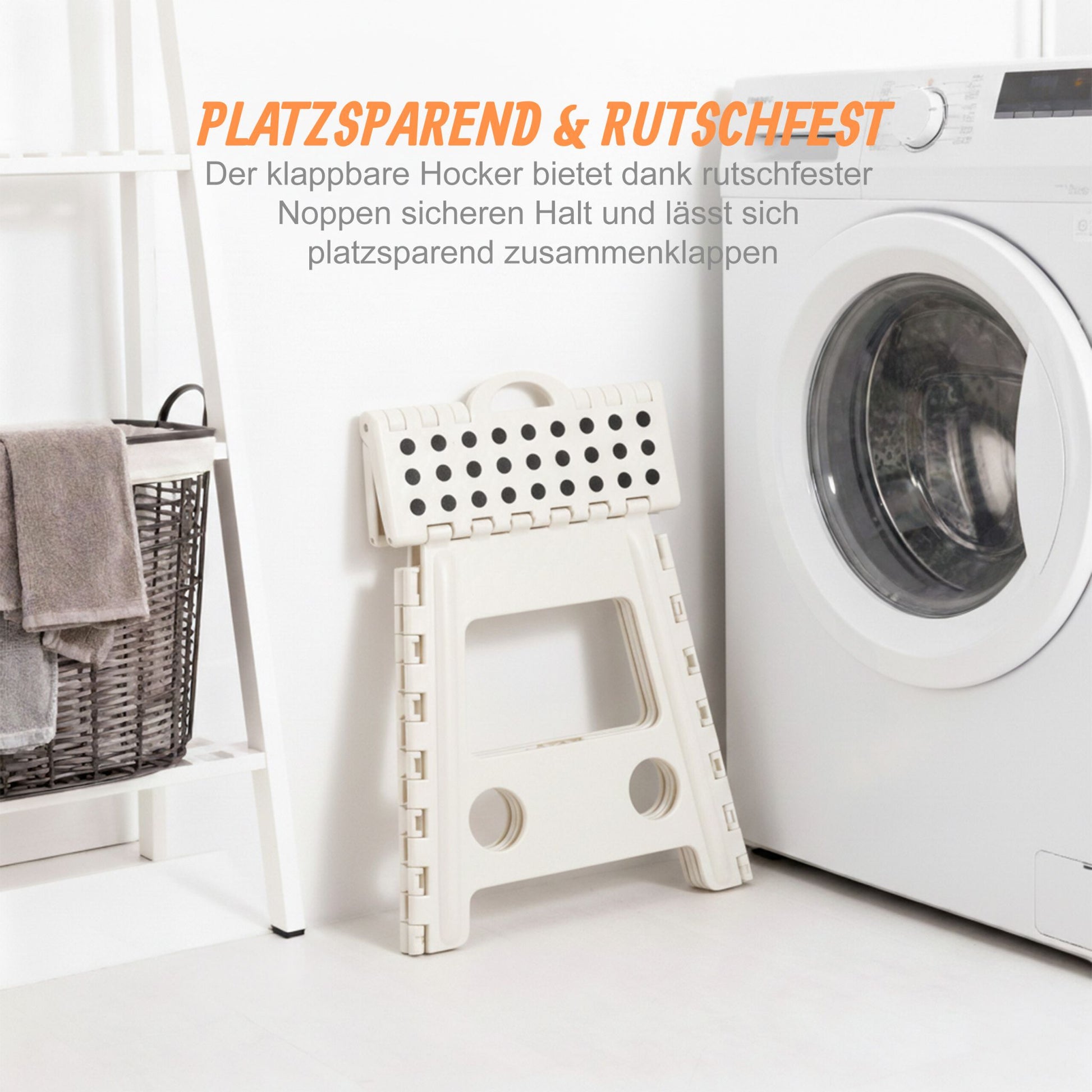 Klapphocker faltbar XL Weiss-Schwarz von Relaxdays
