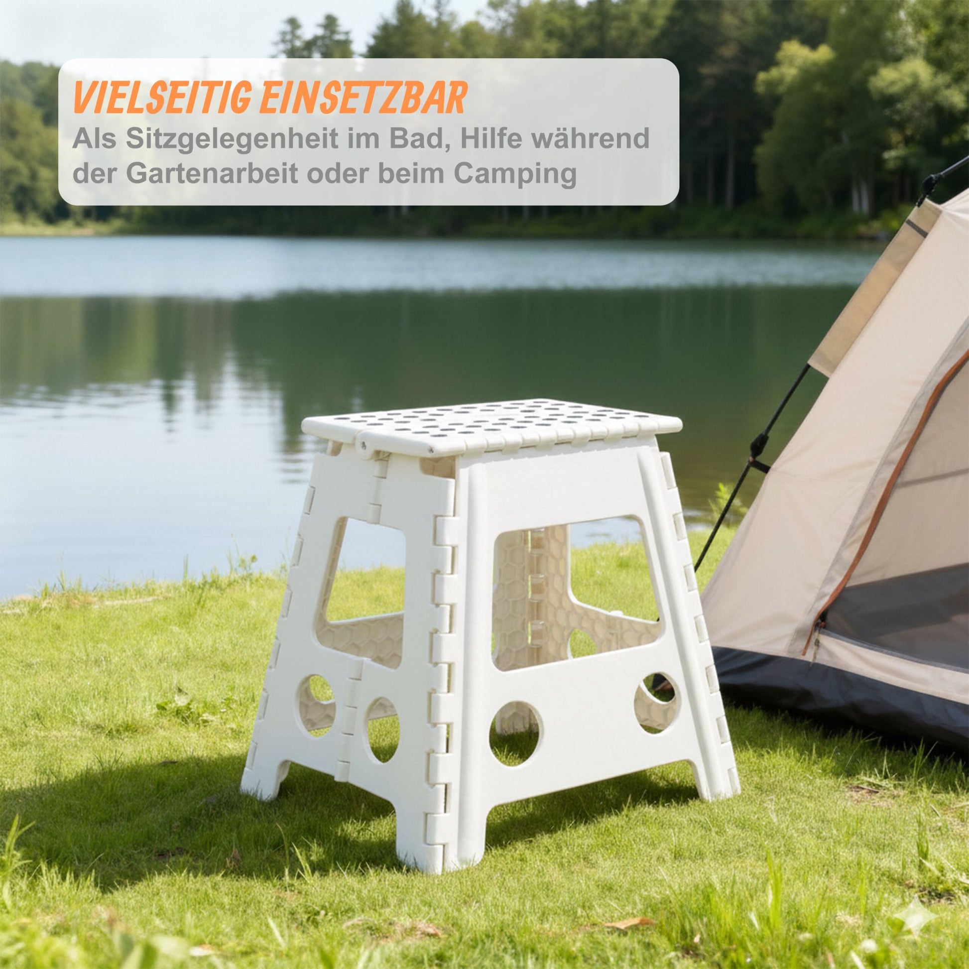 Klapphocker faltbar XL Weiss-Schwarz von Relaxdays