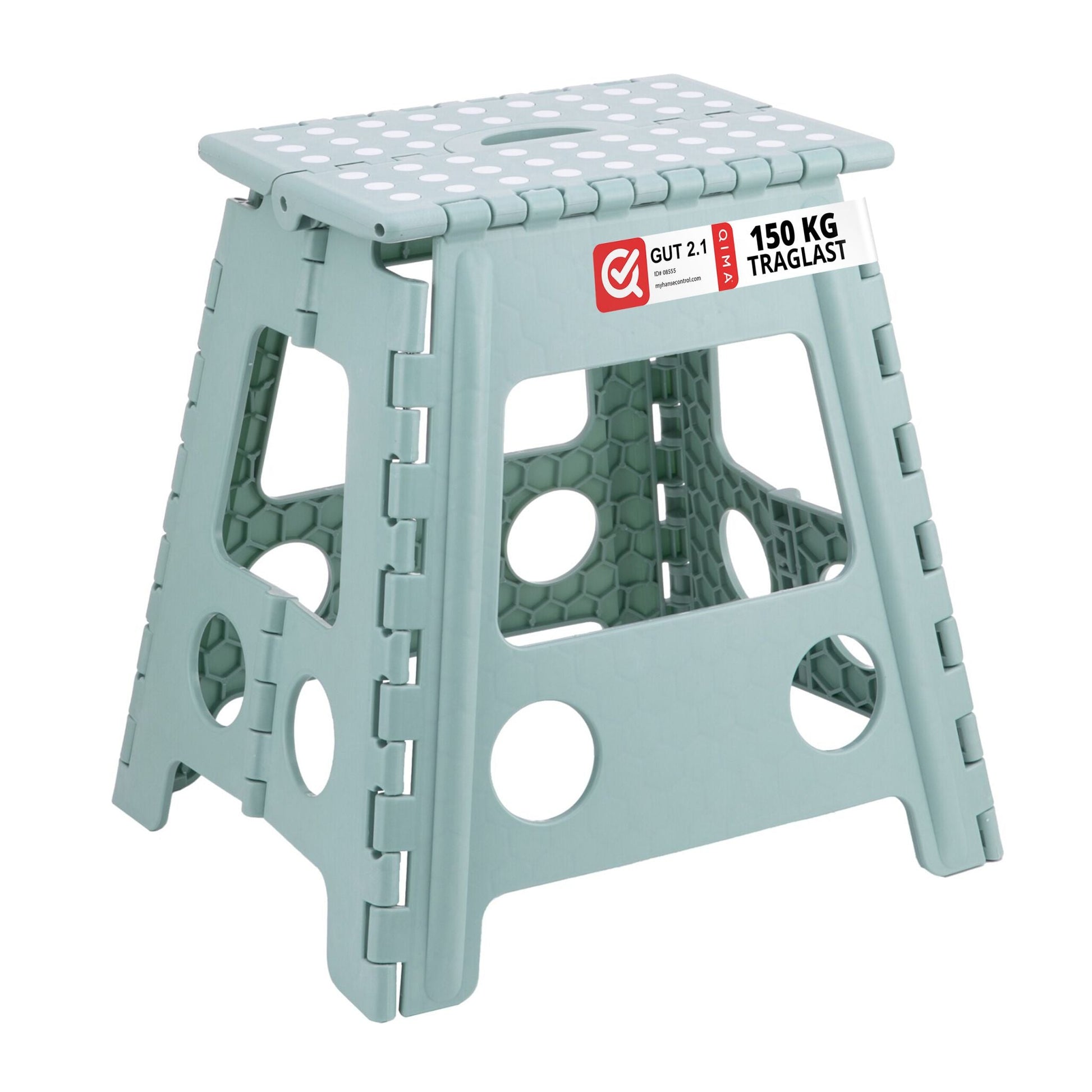 Klapphocker faltbar XL Weiss-Grün von Relaxdays