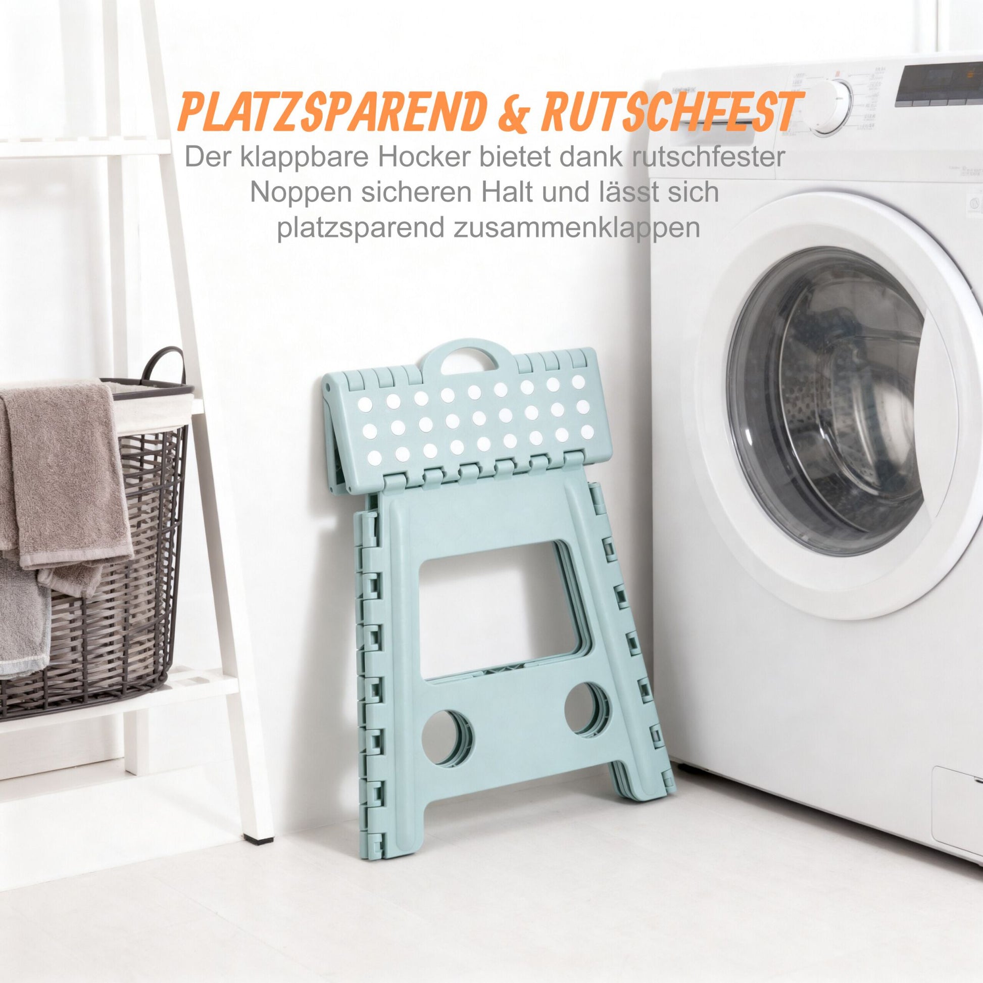Klapphocker faltbar XL Weiss-Grün von Relaxdays