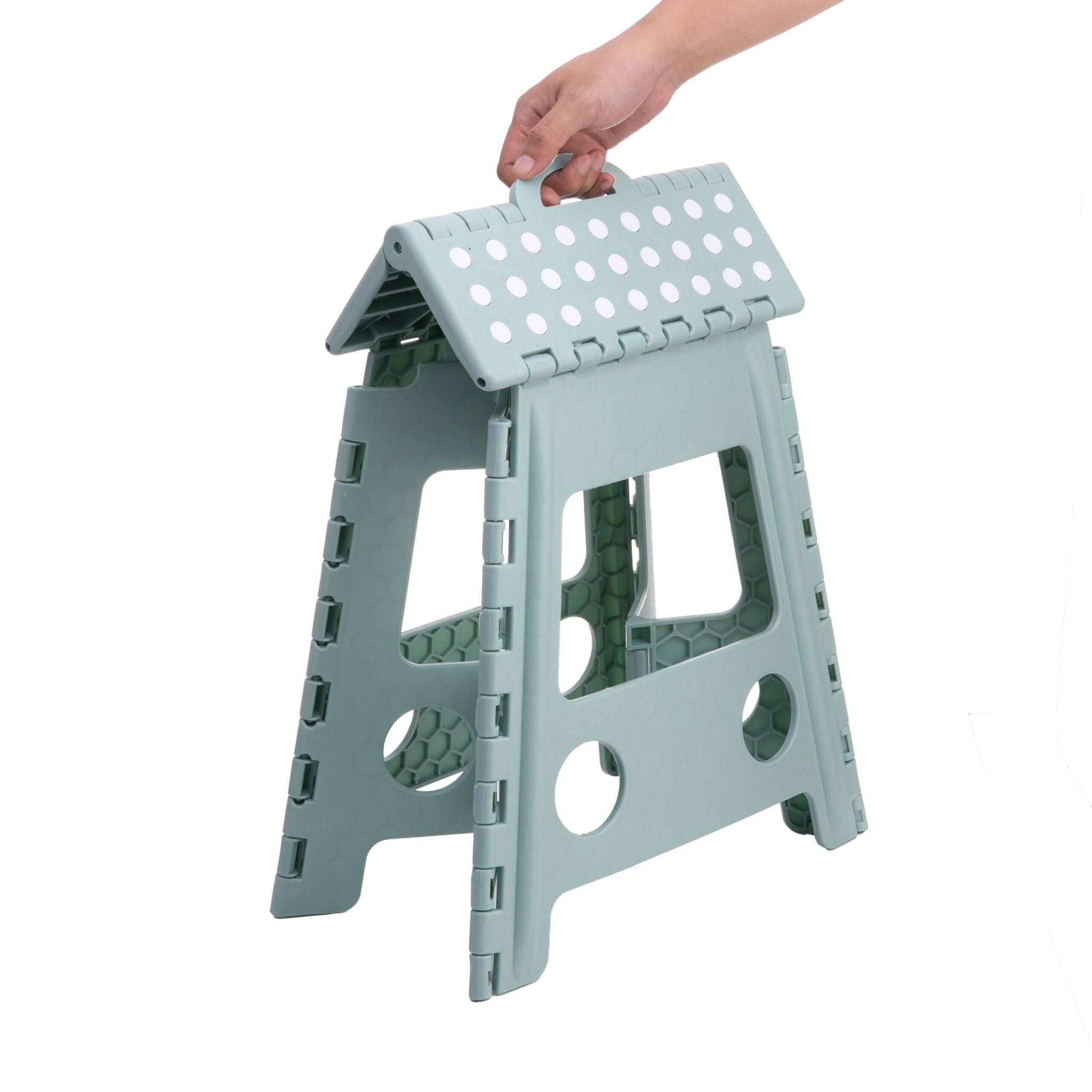 Klapphocker faltbar XL Weiss-Grün von Relaxdays