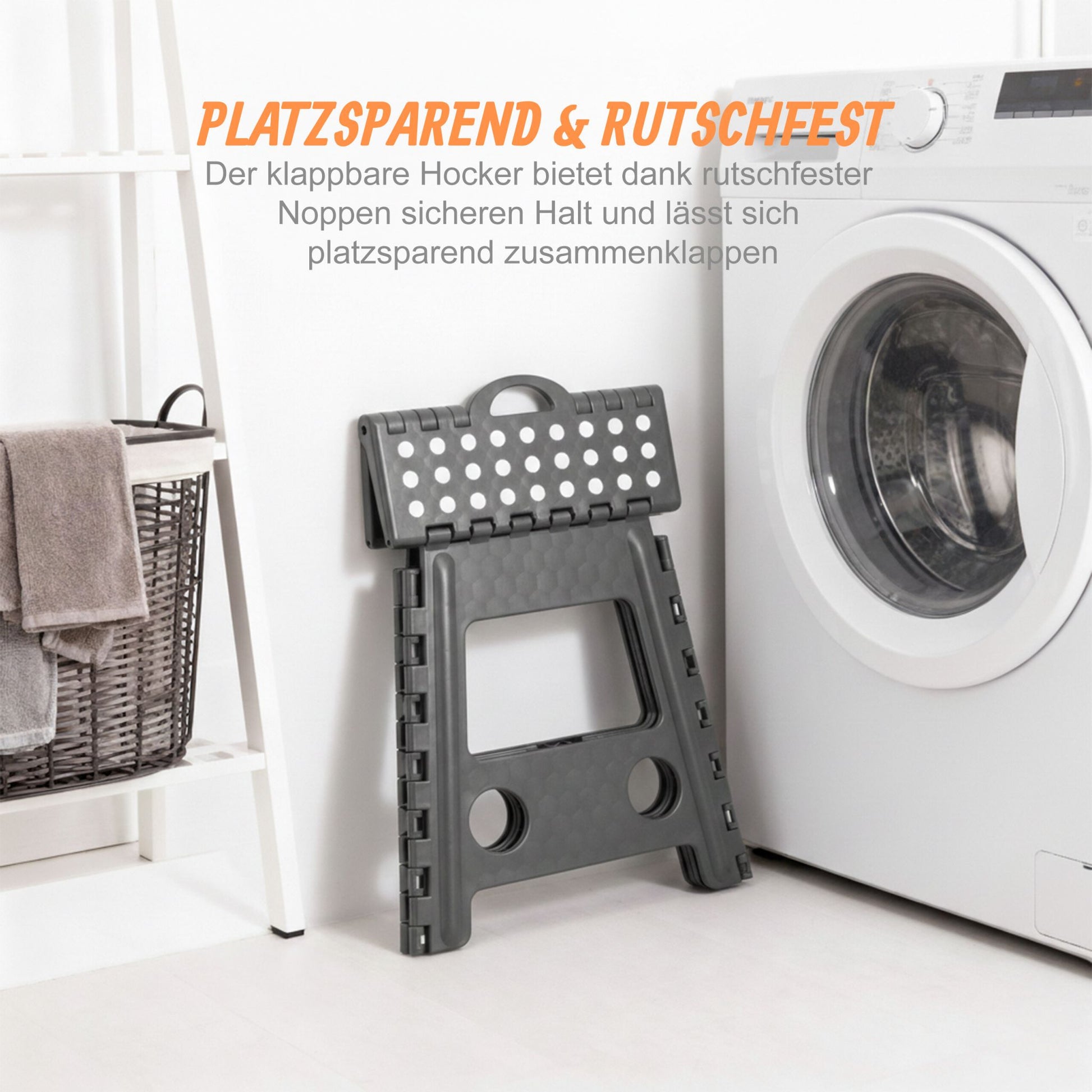 Klapphocker faltbar XL Weiss-Grau von Relaxdays