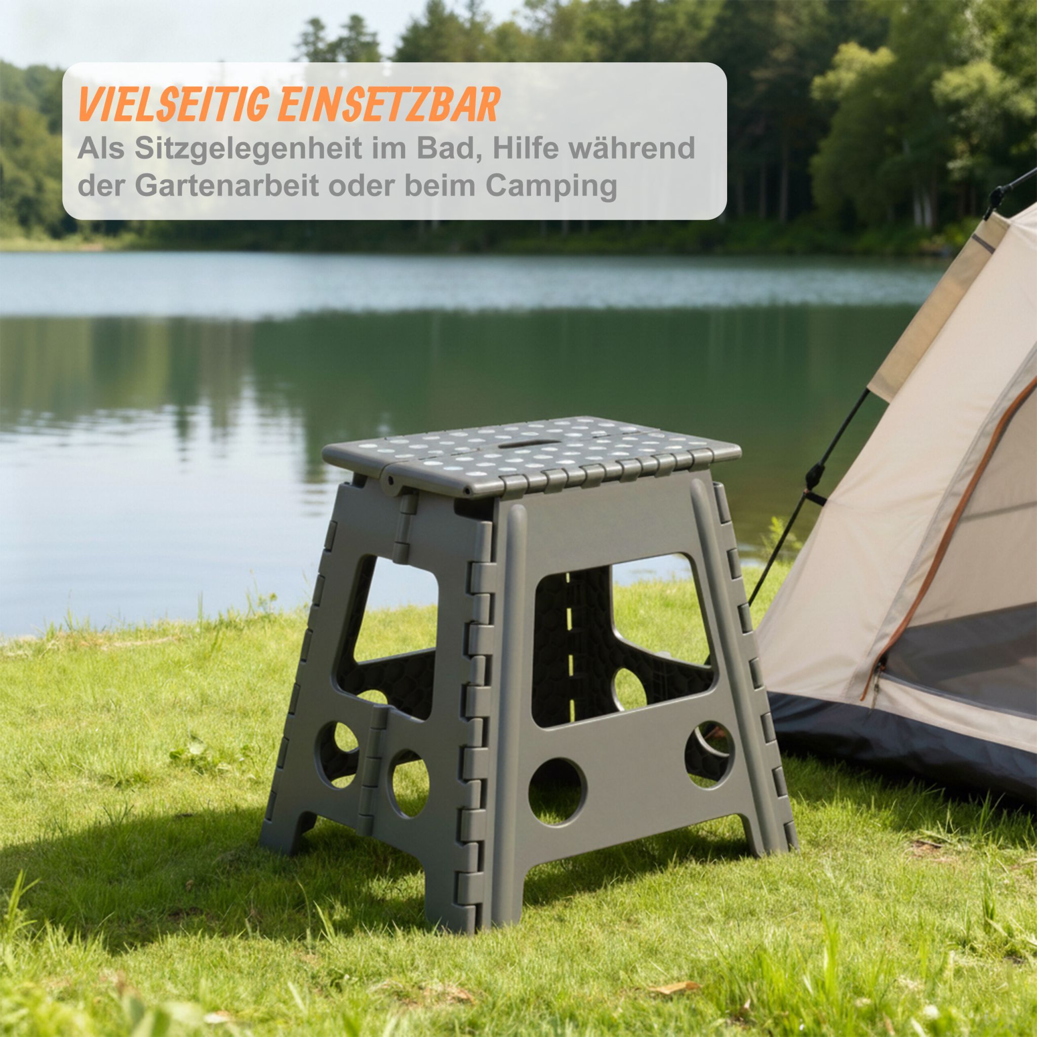 Klapphocker faltbar XL Weiss-Grau von Relaxdays