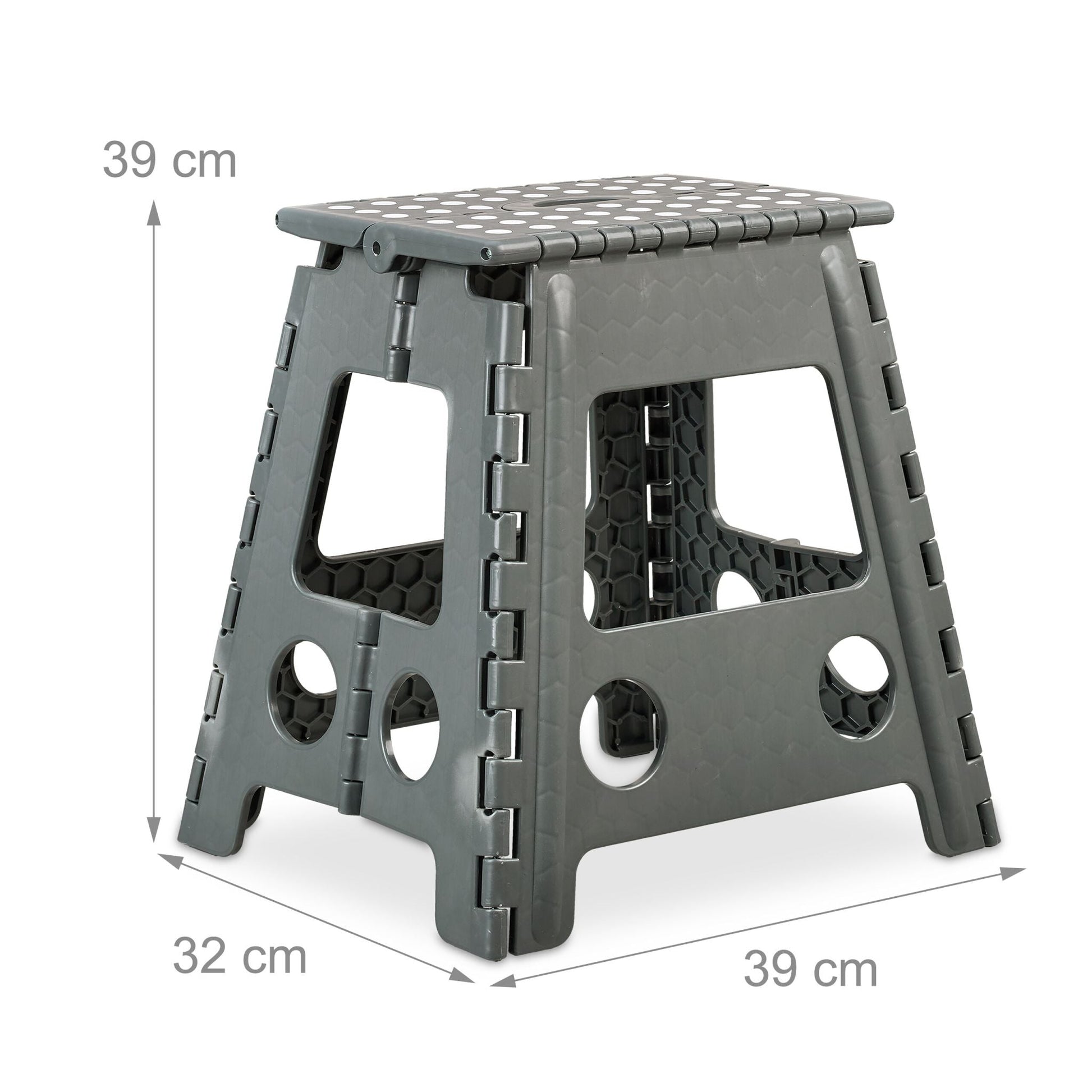Klapphocker faltbar XL Weiss-Grau von Relaxdays