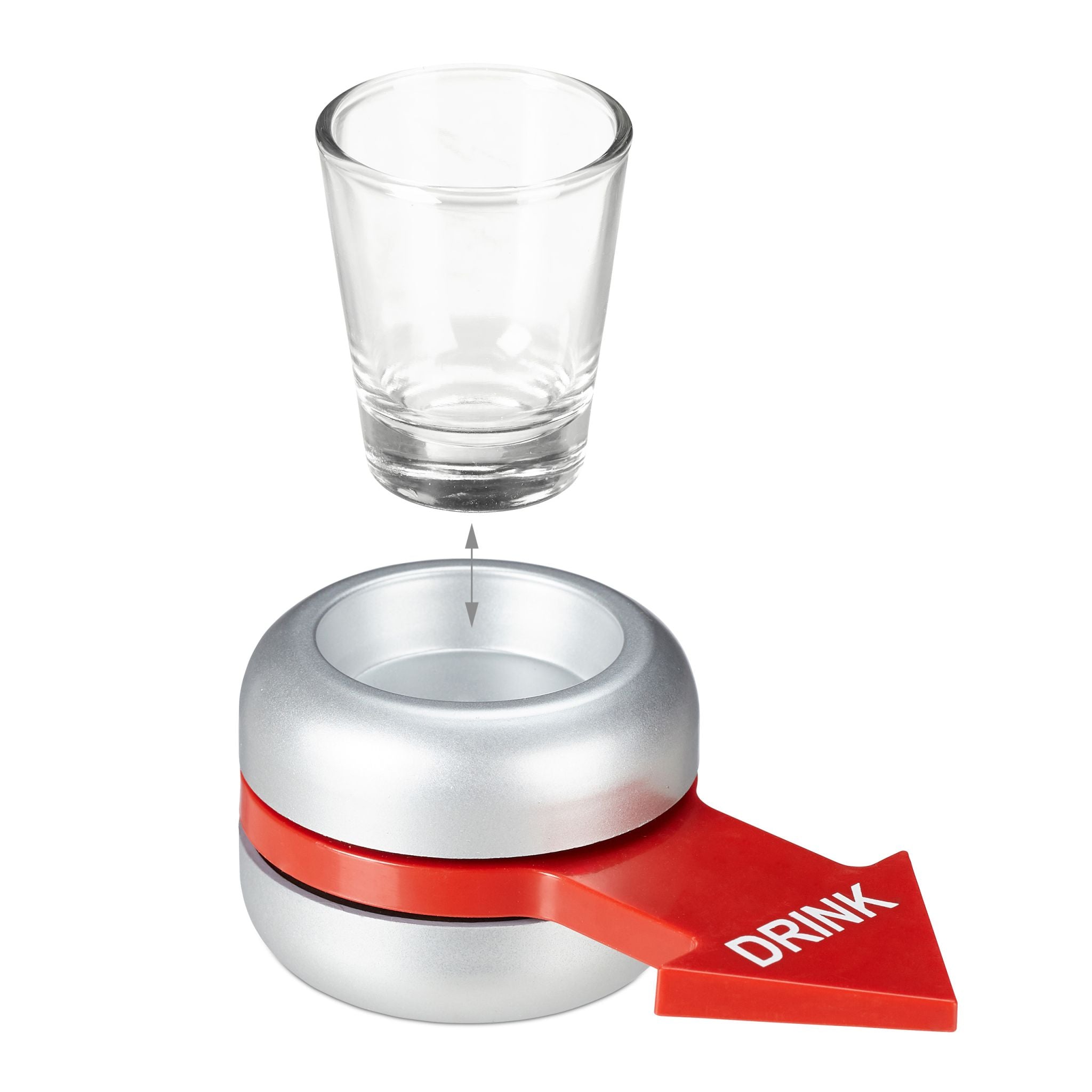 Trinkspiel Spin the Shot Rot-Silber-Transparent von Relaxdays