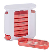 Pillendose 7 Tage 4 Fächer Weiss-Rot-Transparent von Relaxdays