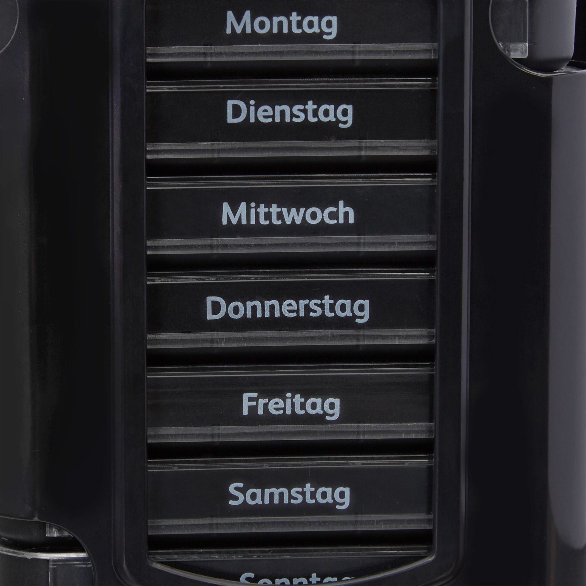 Pillendose 7 Tage 4 Fächer Weiss-Schwarz-Transparent von Relaxdays