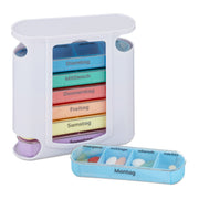 Pillendose 7 Tage 4 Fächer Weiss-Grün-Transparent von Relaxdays