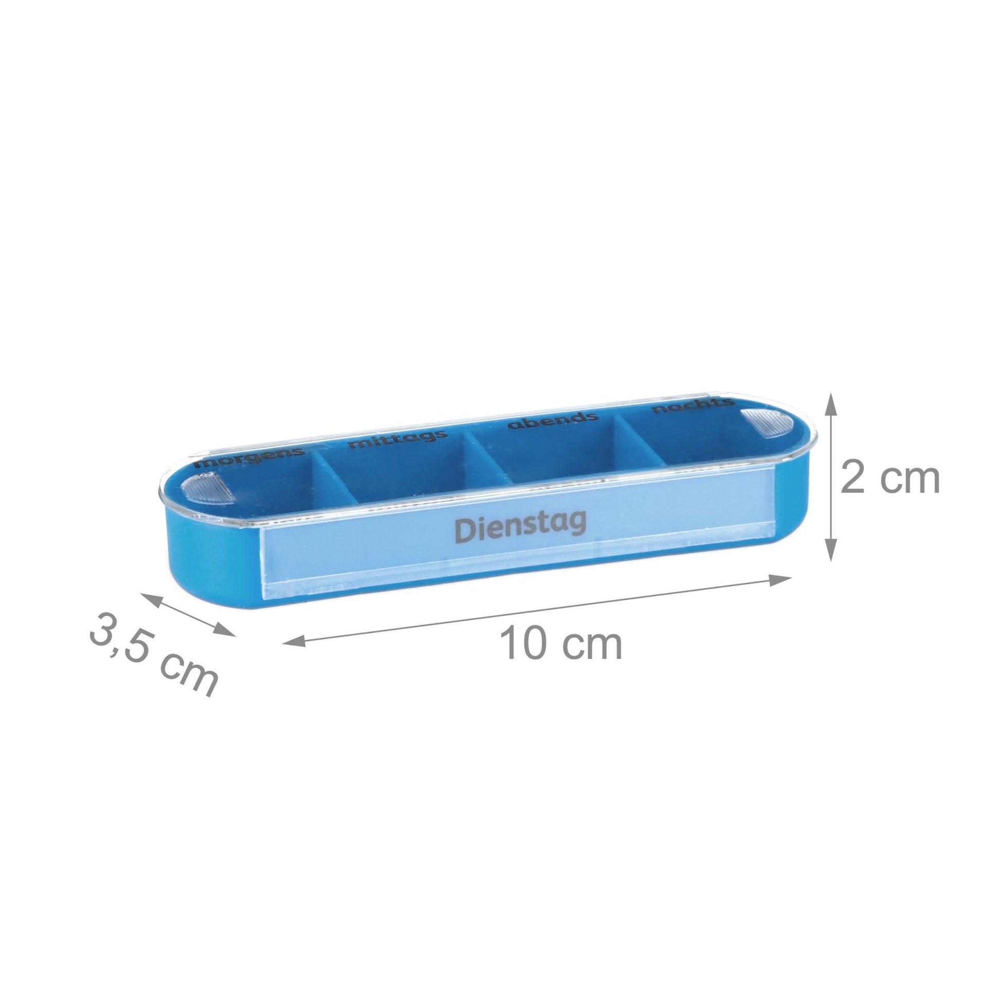 Pillendose 7 Tage 4 Fächer Weiss-Grün-Transparent von Relaxdays