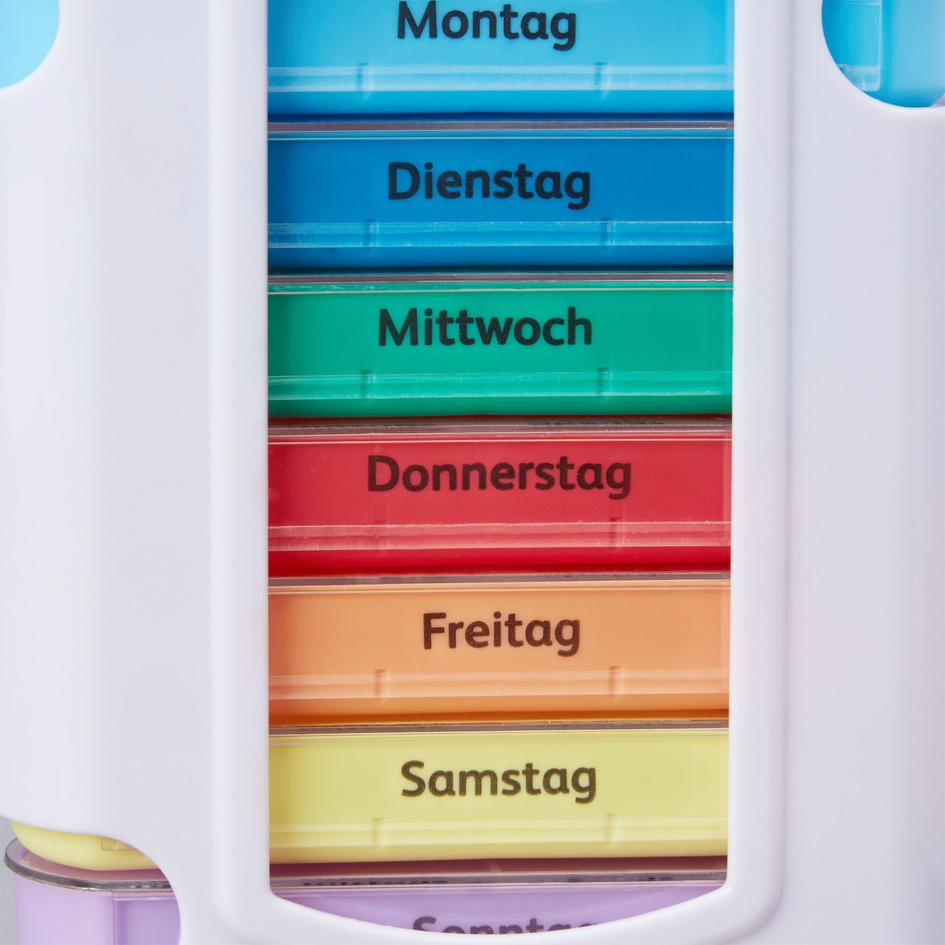 Pillendose 7 Tage 4 Fächer Weiss-Grün-Transparent von Relaxdays