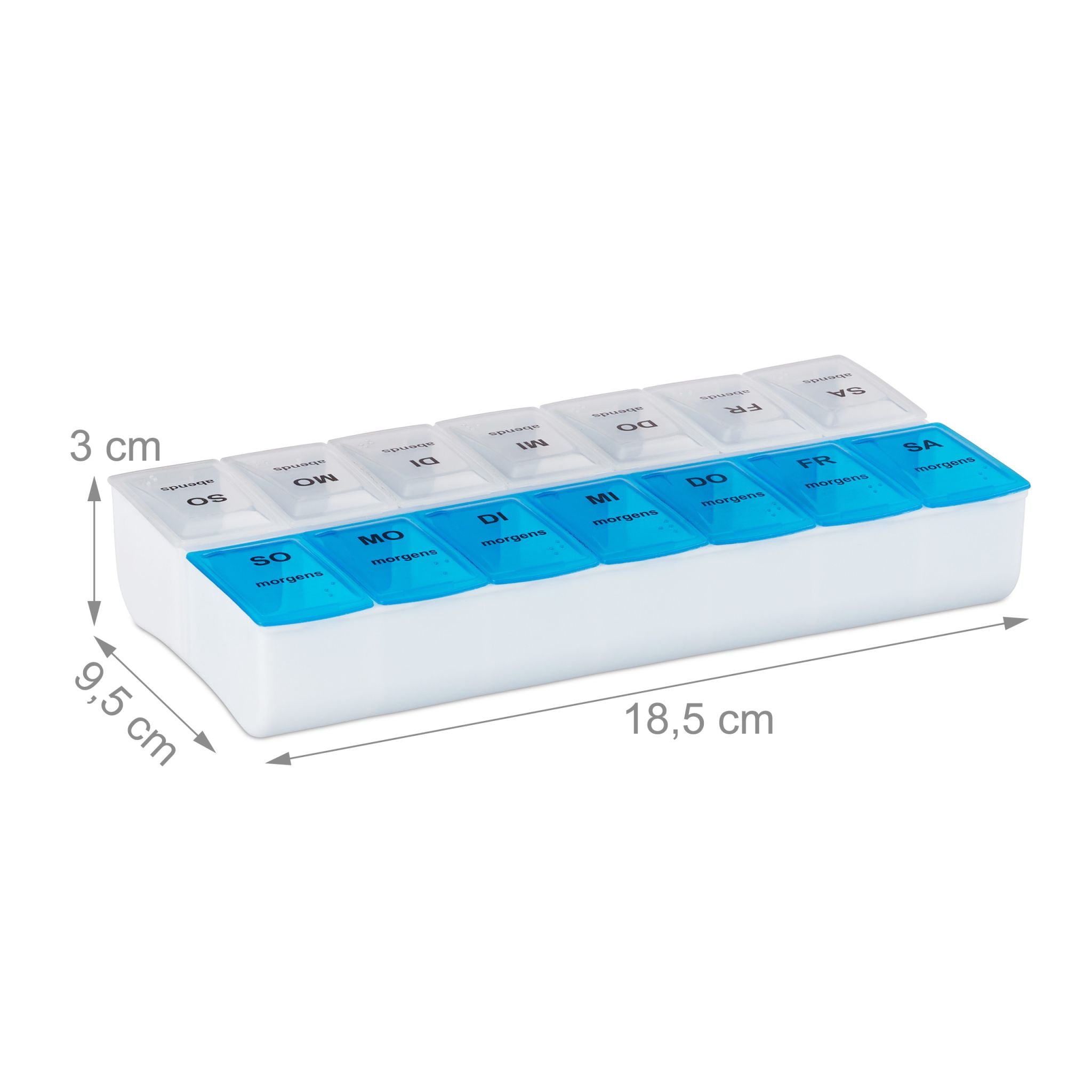 Tablettenbox 7 Tage 2 Fächer Weiss-Blau von Relaxdays