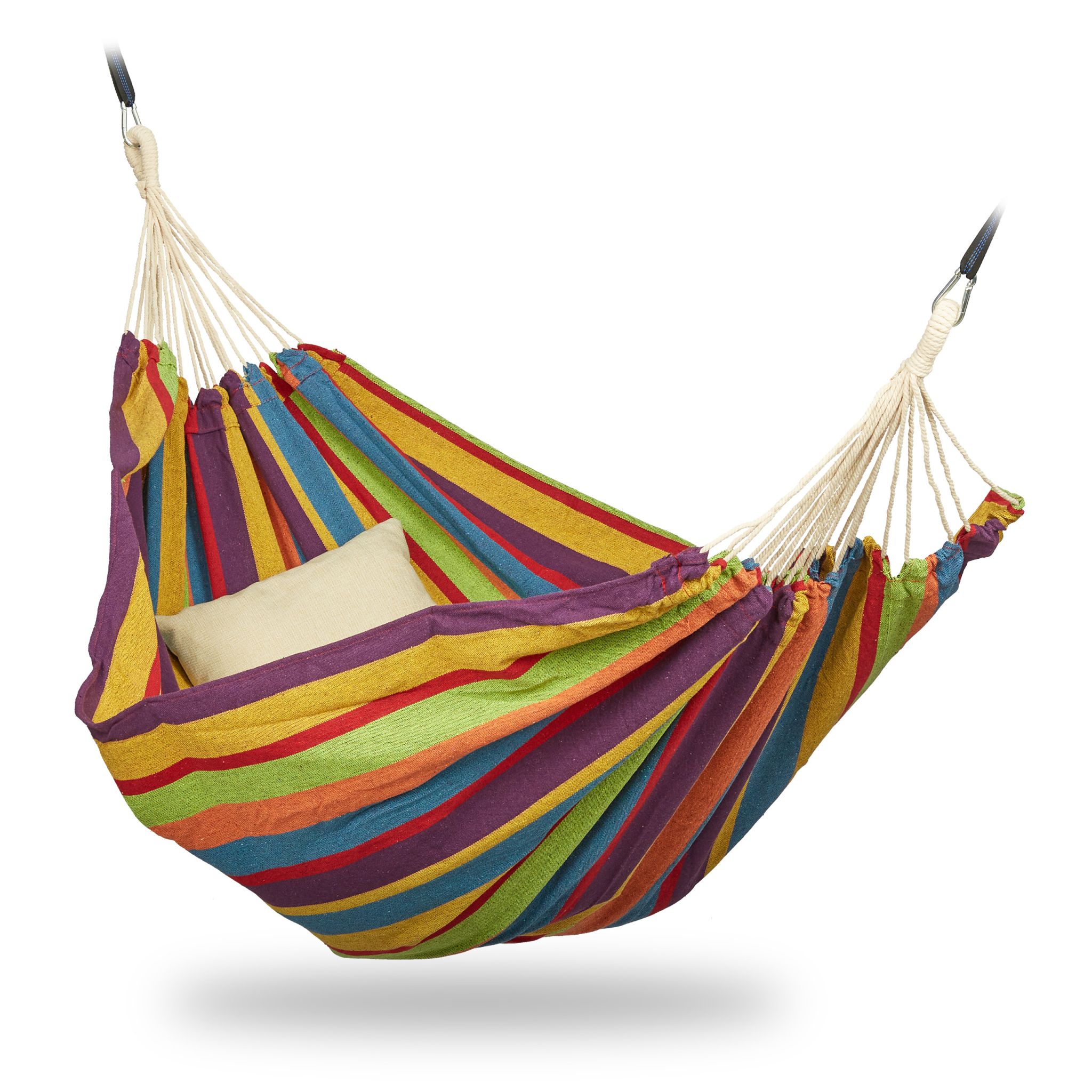 Hängematte XXL Baumwolle Gelb-Lila-Rot von Relaxdays