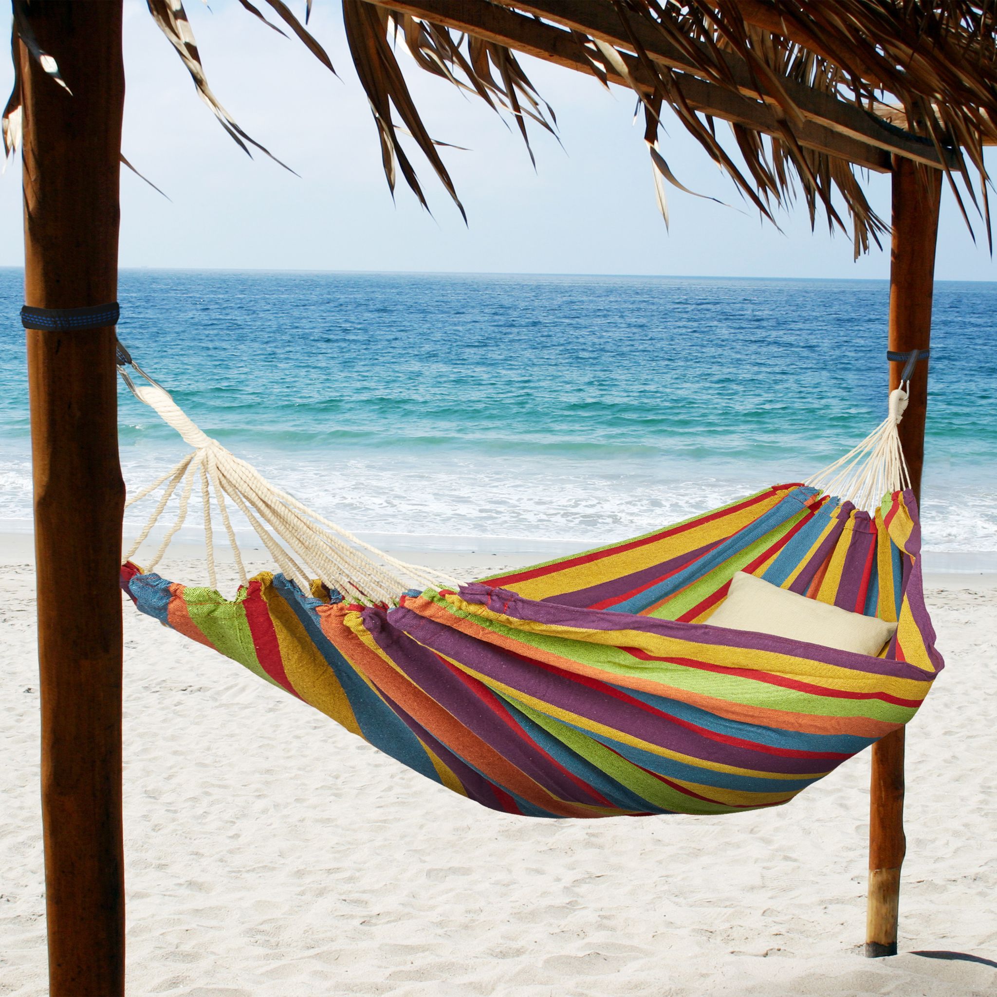 Hängematte XXL Baumwolle Gelb-Lila-Rot von Relaxdays