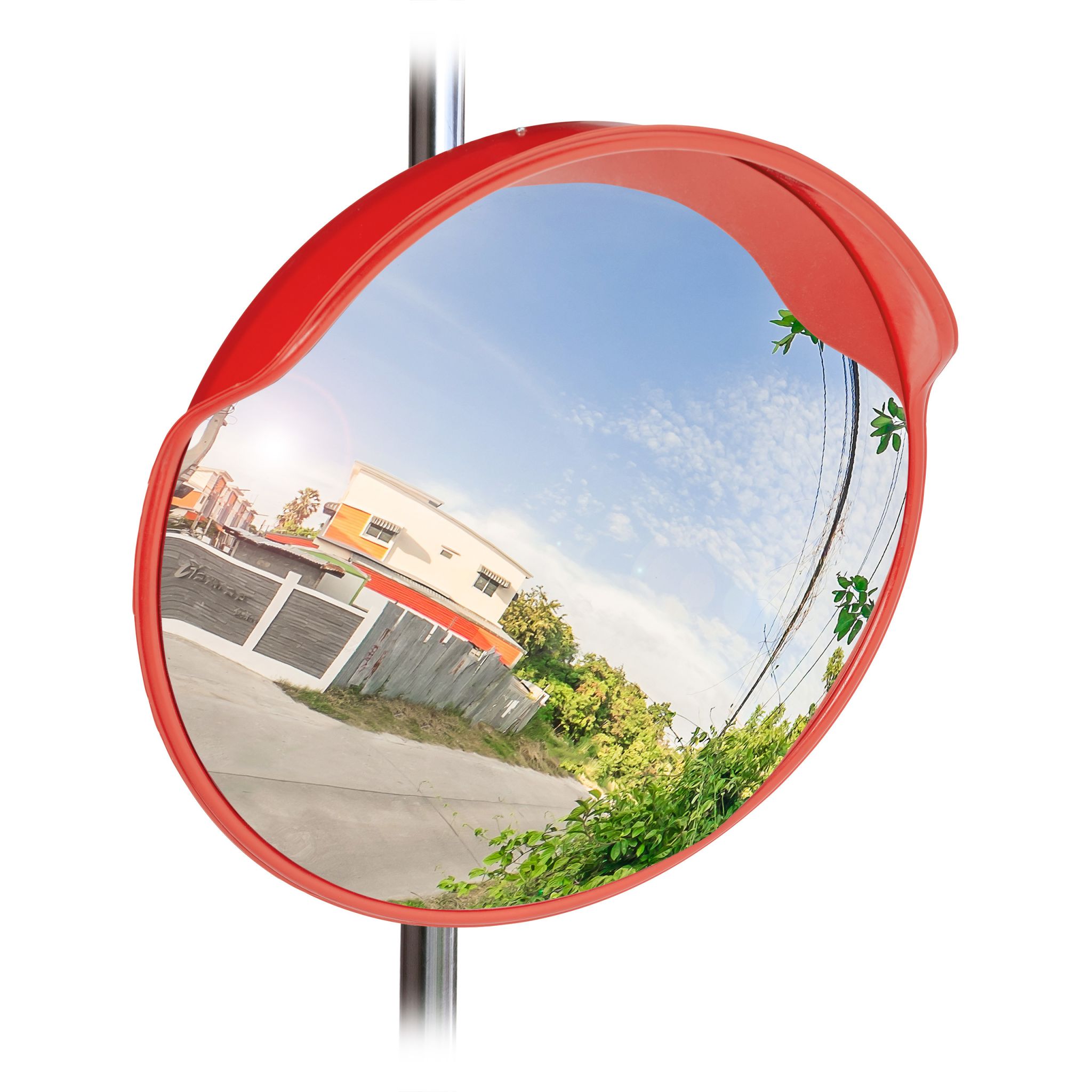 Verkehrsspiegel 60cm rot Rot-Transparent von Relaxdays
