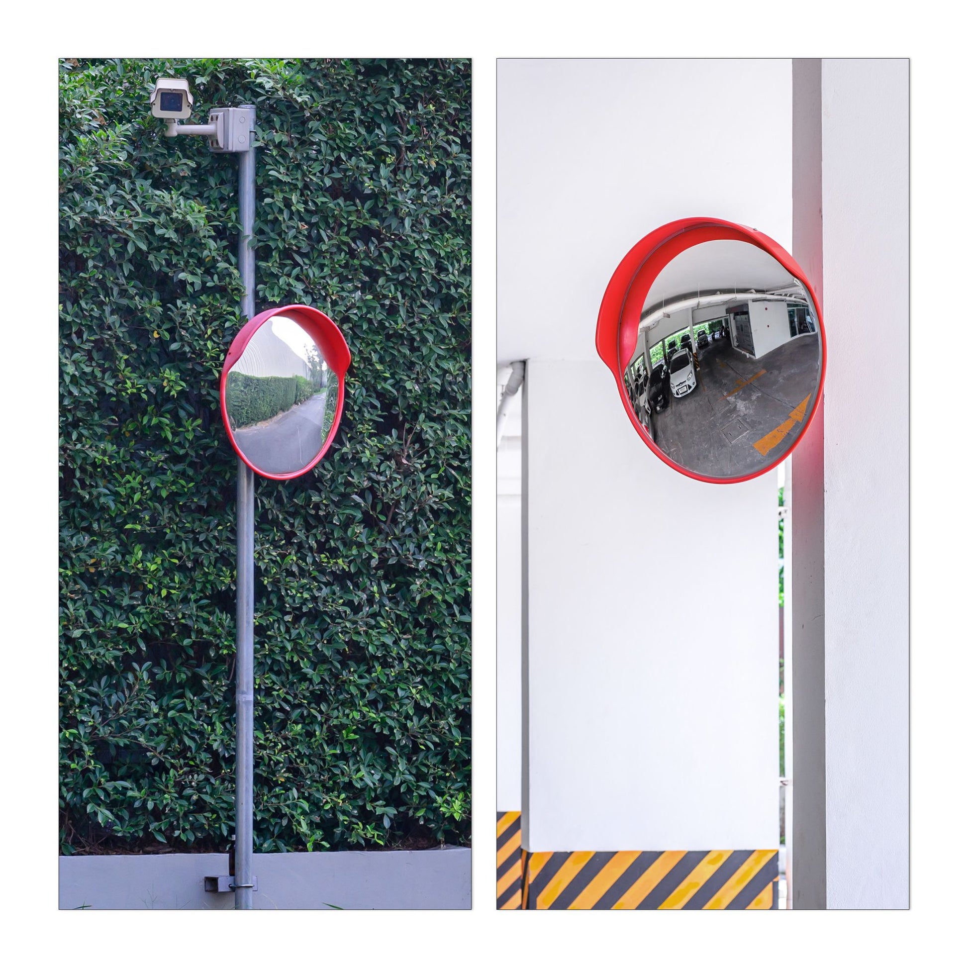 Verkehrsspiegel 60cm rot Rot-Transparent von Relaxdays