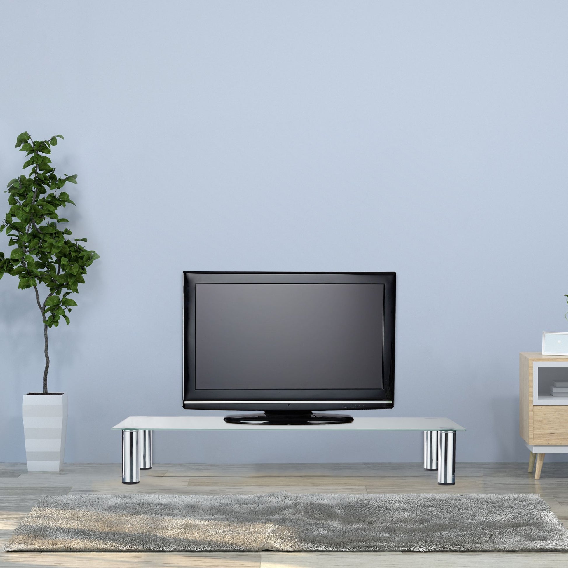 TV-Tisch Glas Silber-Transparent von Relaxdays