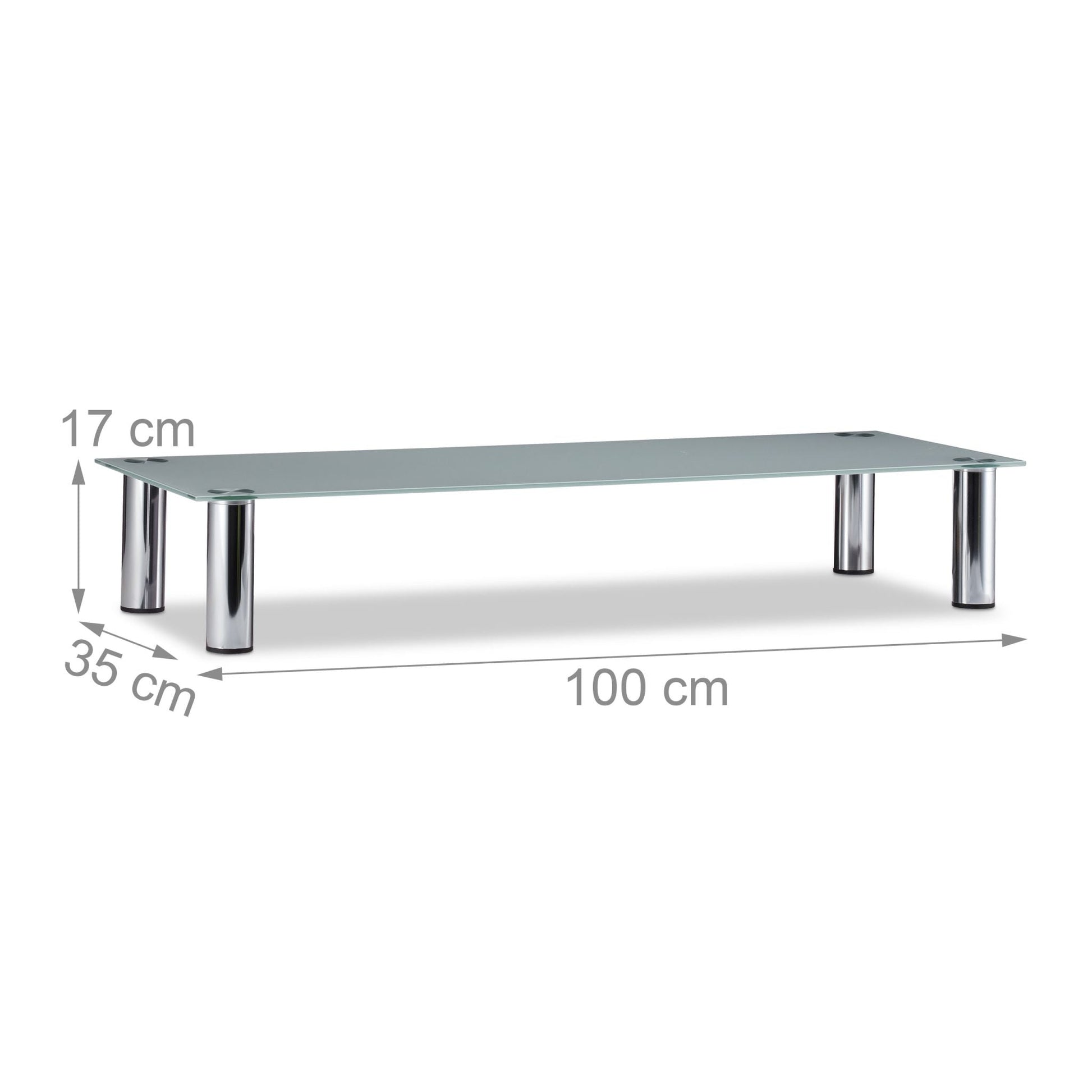 TV-Tisch Glas Silber-Transparent von Relaxdays