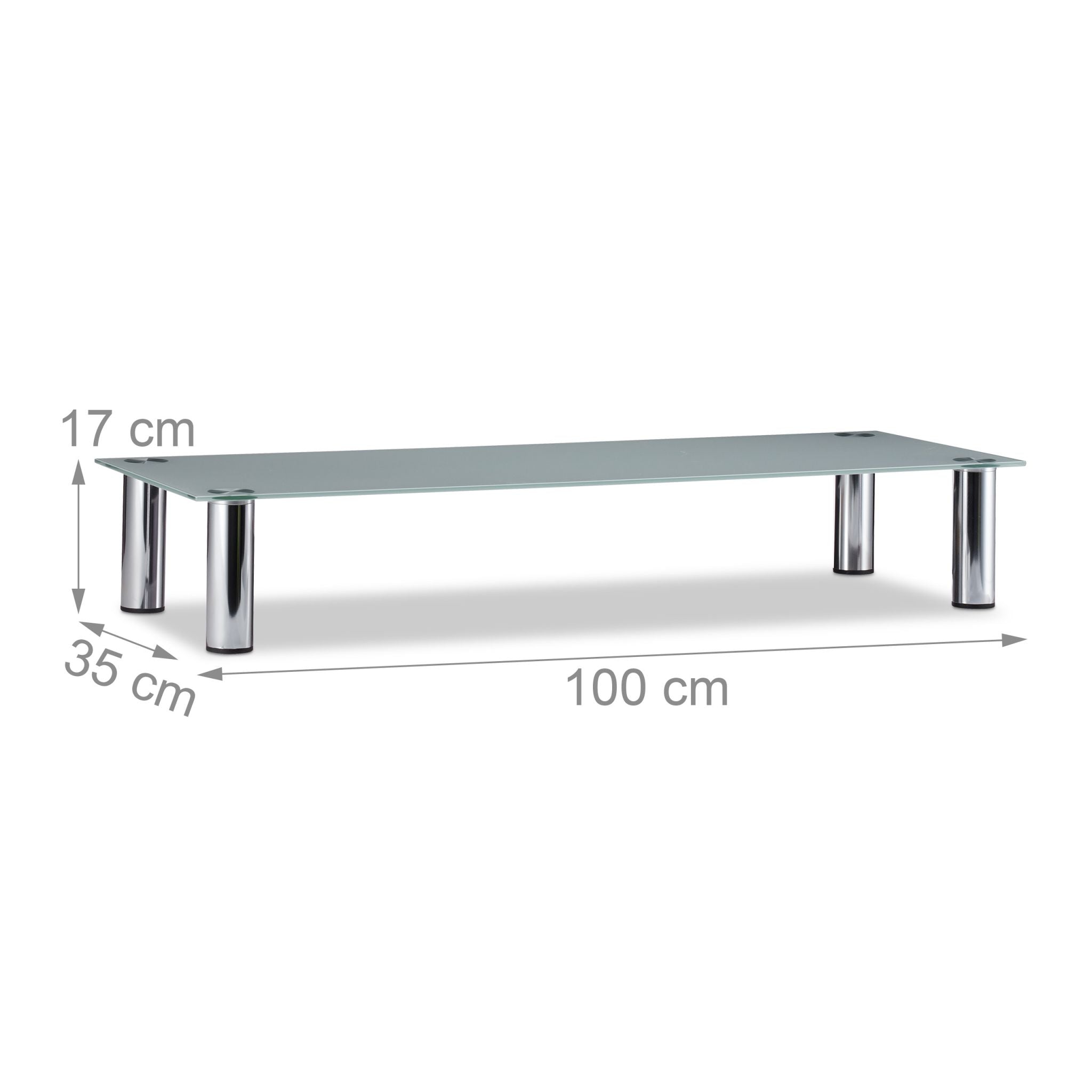 TV-Tisch Glas Silber-Transparent von Relaxdays