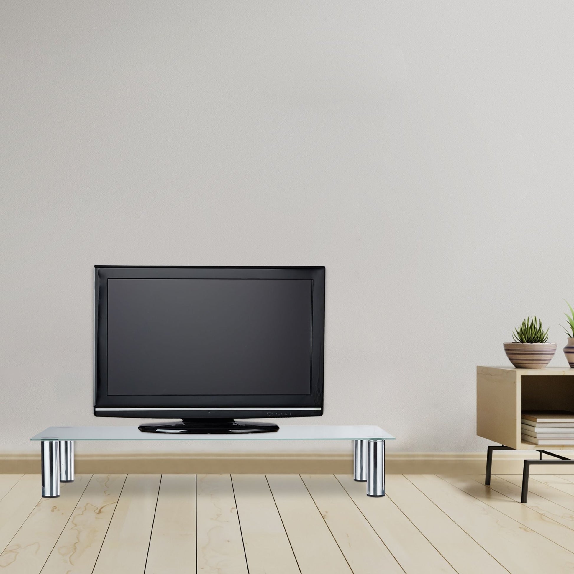 TV-Tisch Glas Silber-Transparent von Relaxdays