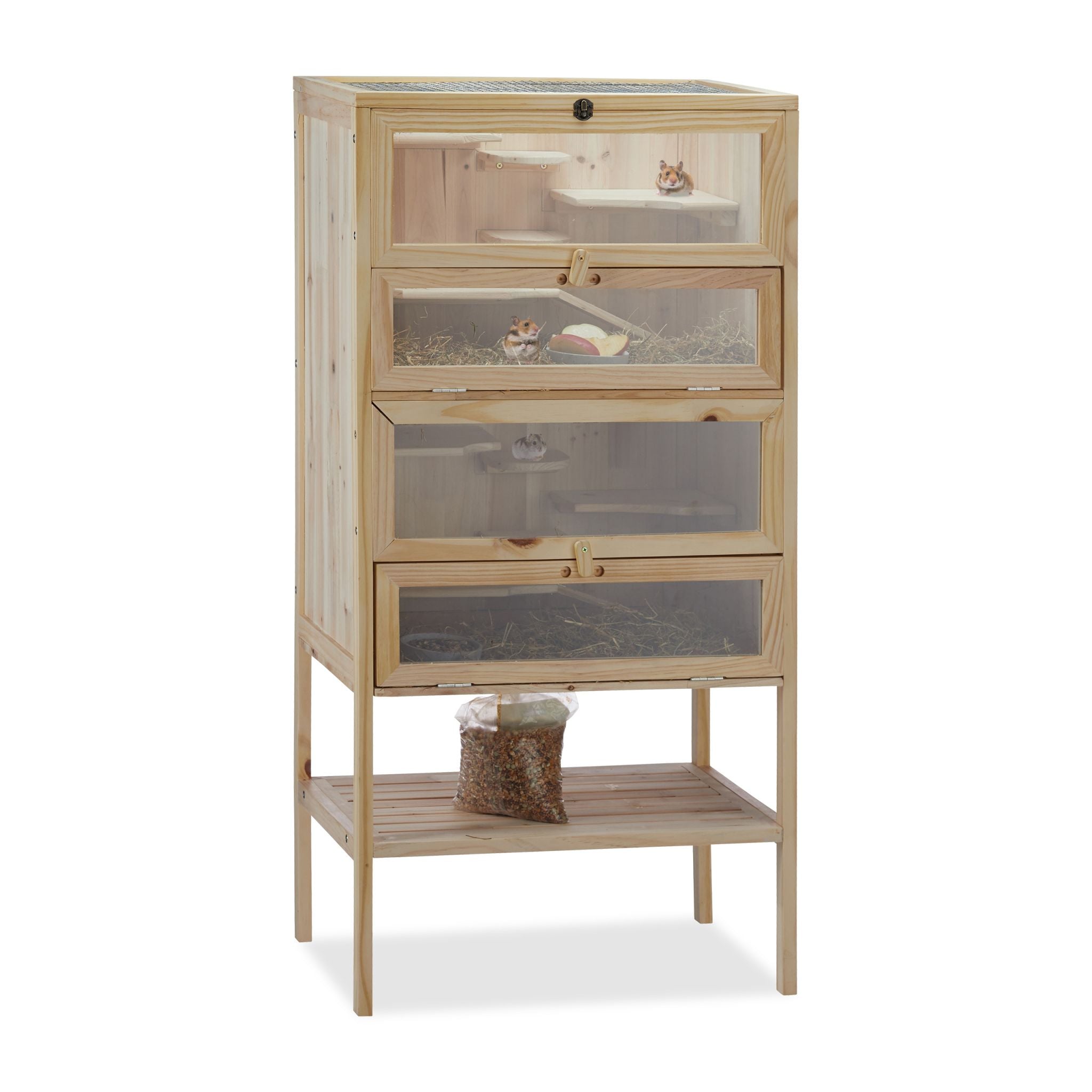 Hamsterkäfig Holz Hellbraun-Transparent