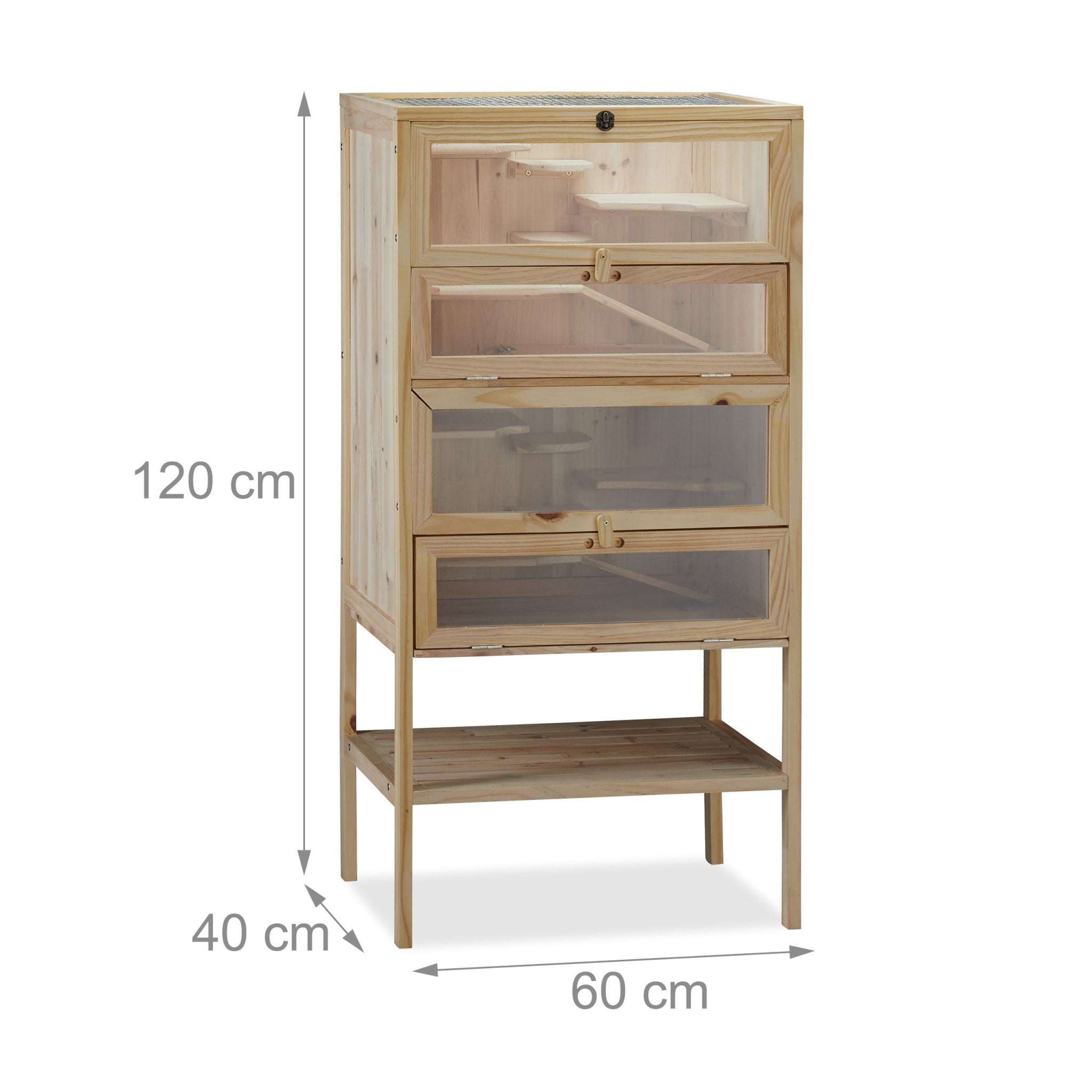 Hamsterkäfig Holz Hellbraun-Transparent