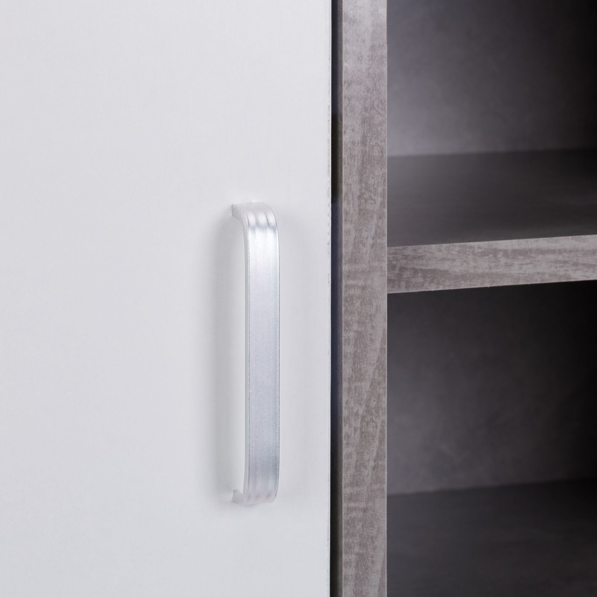Waschbeckenunterschrank 4 Fächer Weiss-Silber-Grau von Relaxdays