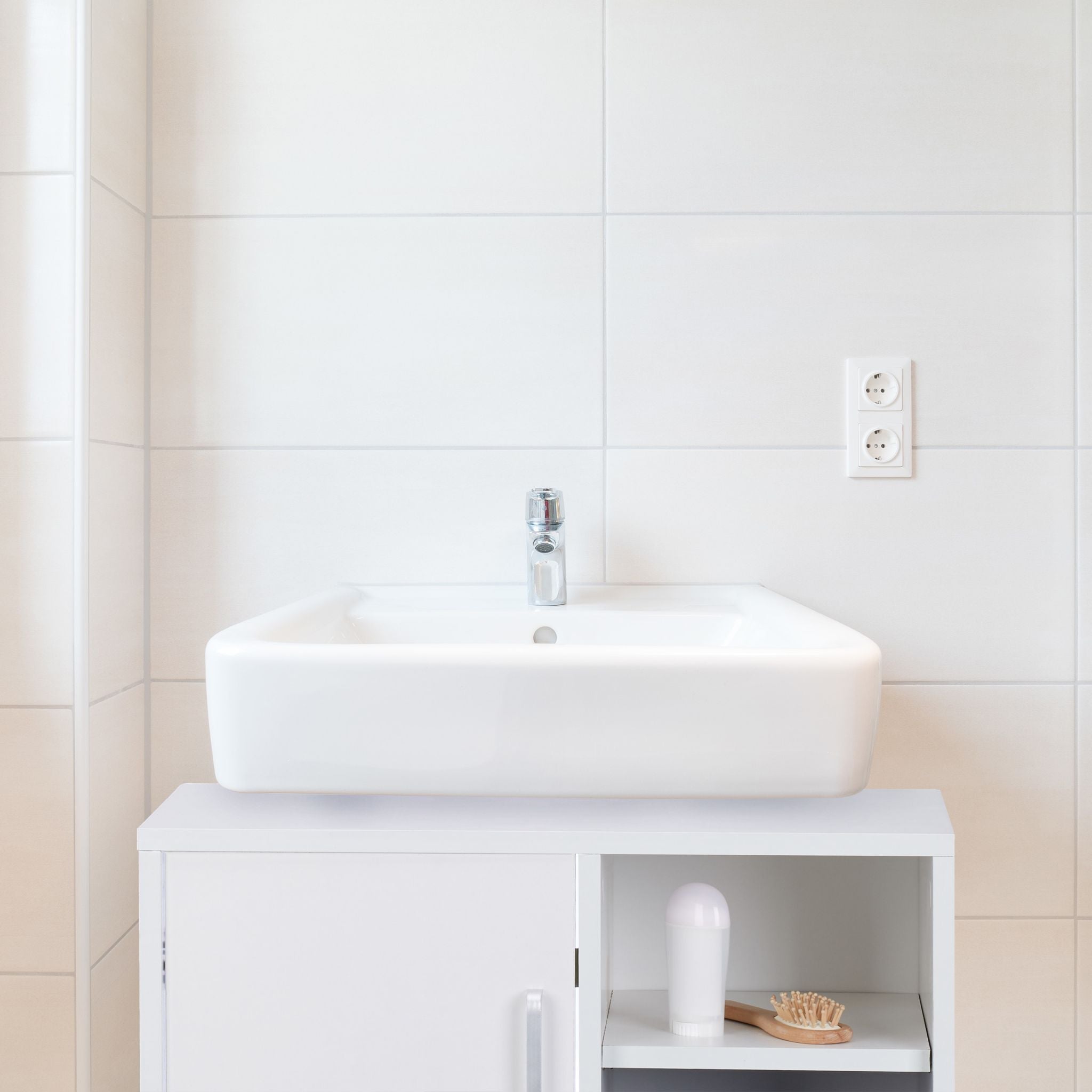 Waschbeckenunterschrank 4 Fächer Weiss-Silber von Relaxdays