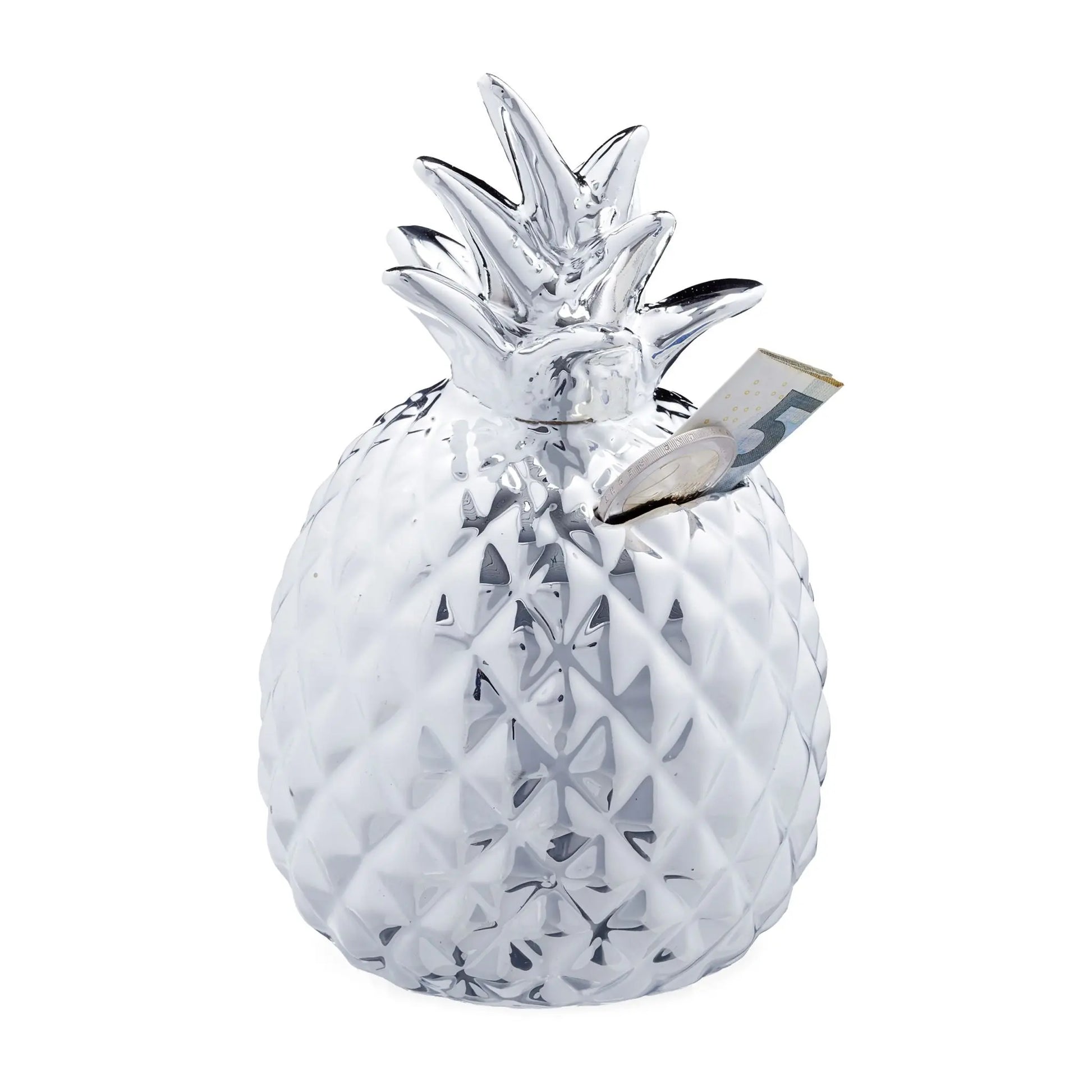 Spardose Ananas in Silber Silber von Relaxdays