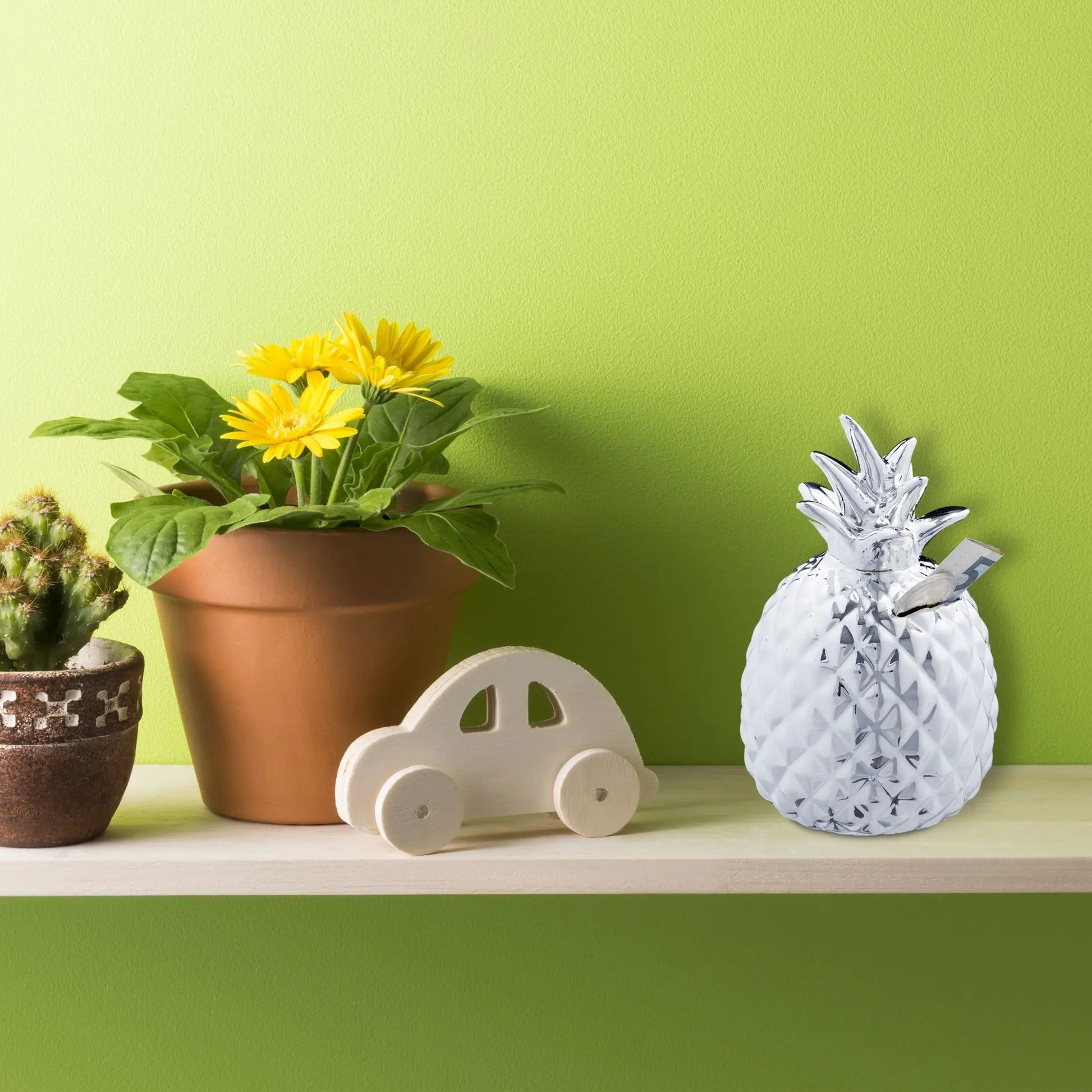 Spardose Ananas in Silber Silber von Relaxdays