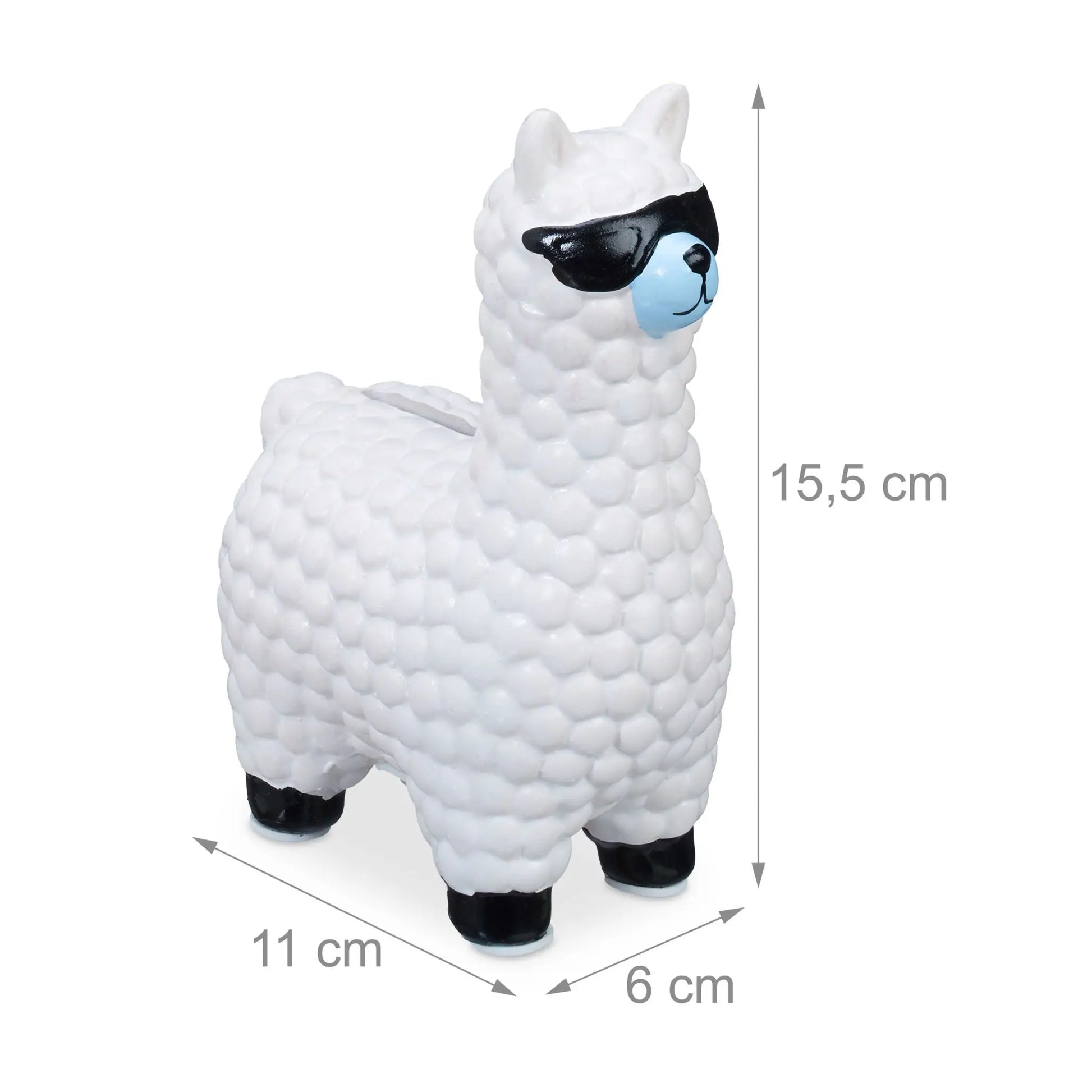 Spardose Lama mit Sonnenbrille Weiss-Hellblau-Schwarz von Relaxdays
