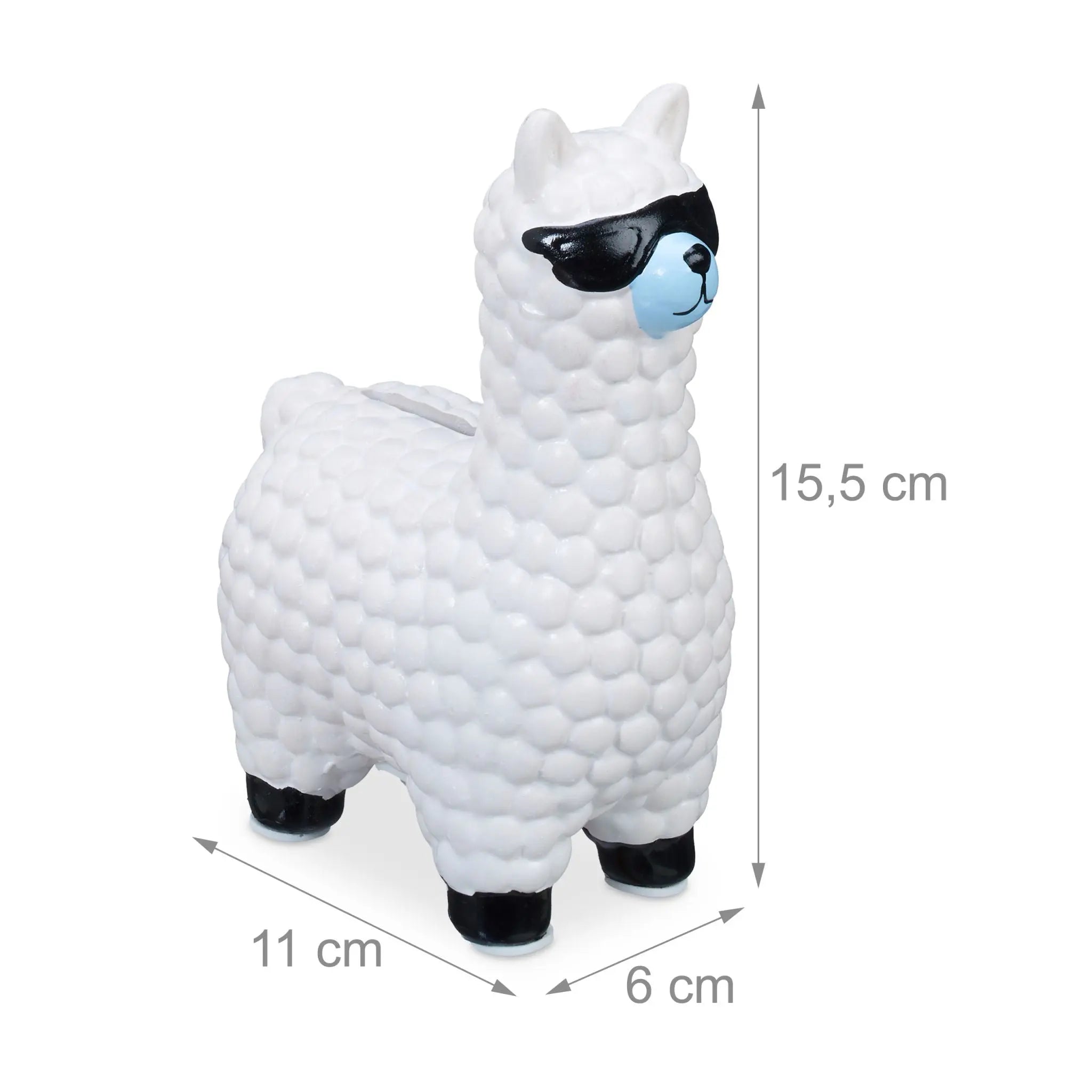 Spardose Lama mit Sonnenbrille Weiss-Hellblau-Schwarz von Relaxdays