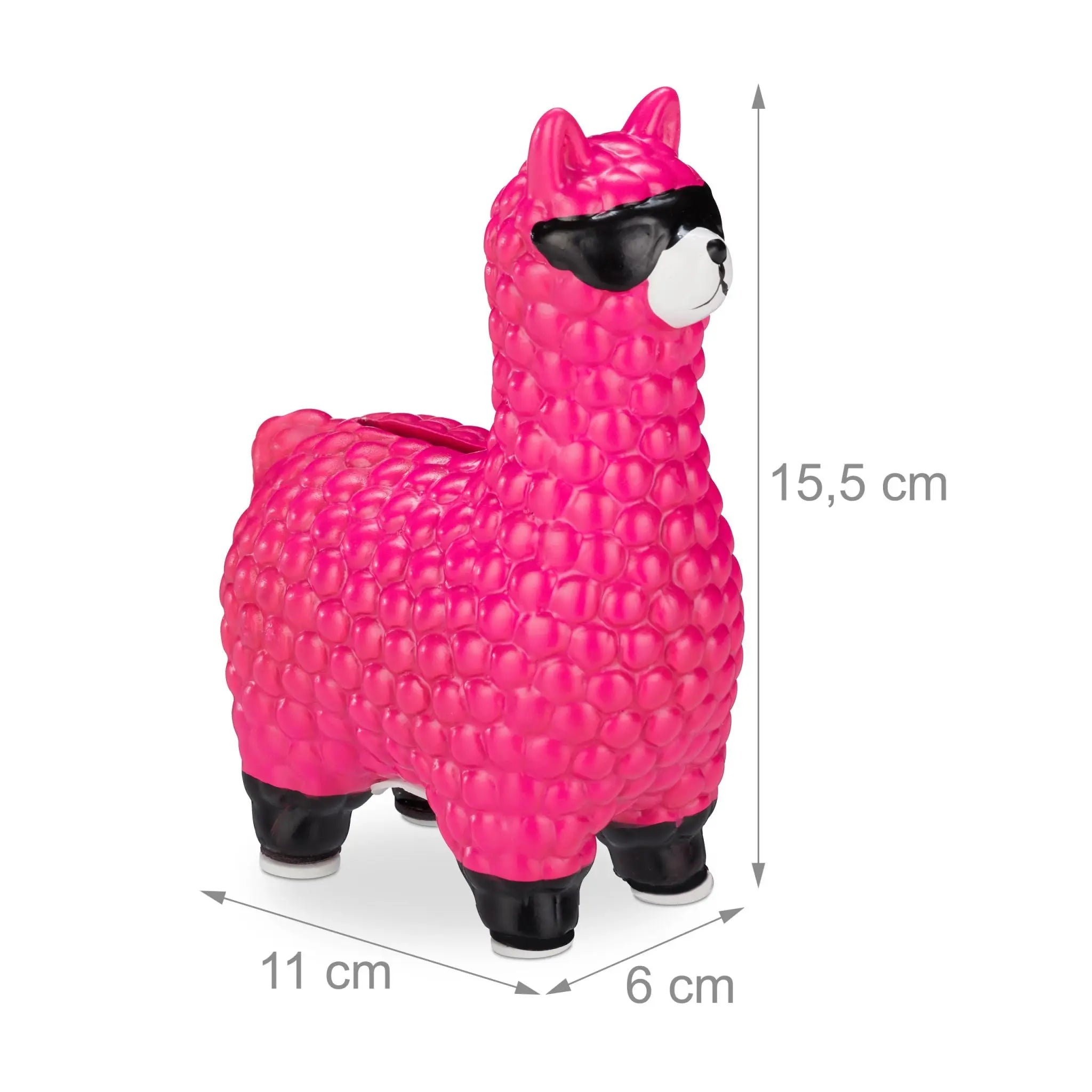 Spardose Lama mit Sonnenbrille Weiss-Pink-Schwarz von Relaxdays
