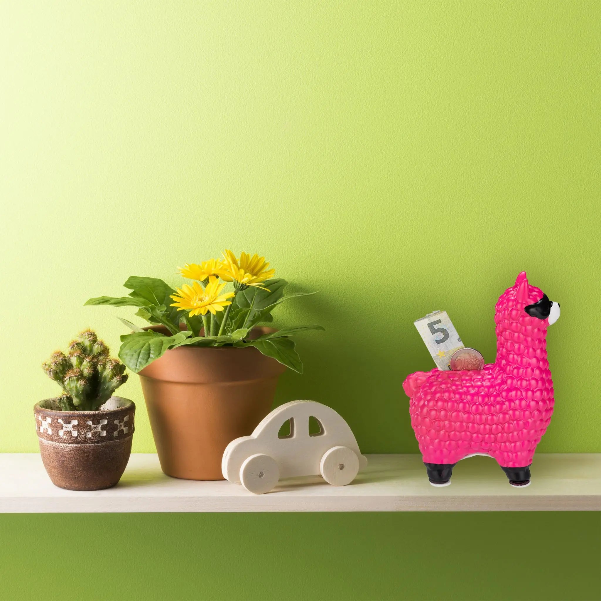 Spardose Lama mit Sonnenbrille Weiss-Pink-Schwarz von Relaxdays